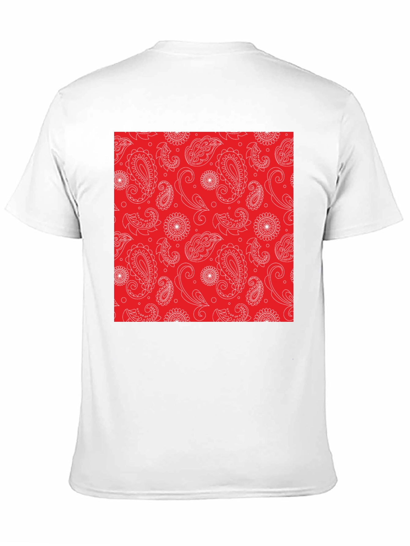 Black Red Paisley Patterned T-Shirt - Classic Style view 11