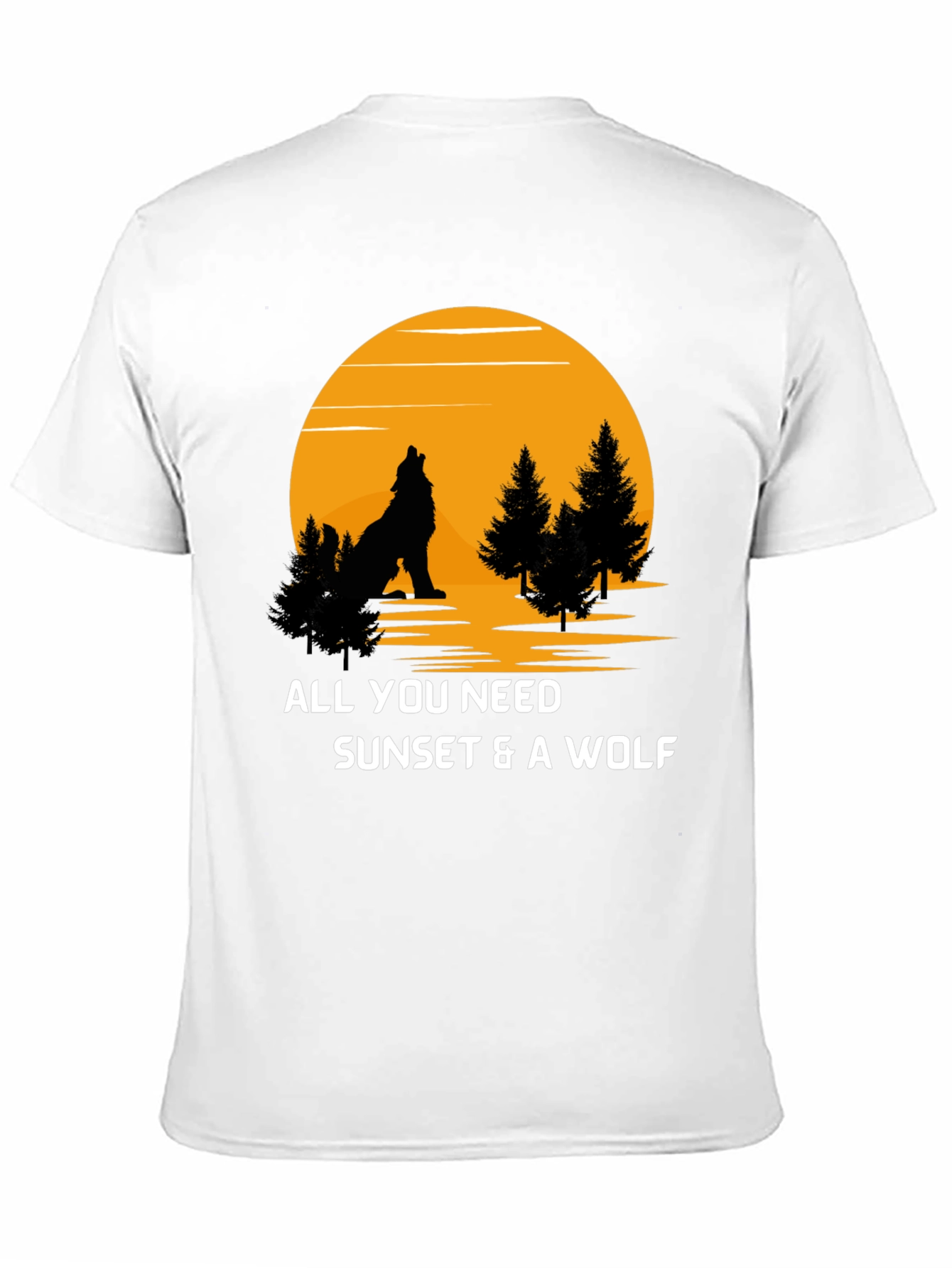 Black Sunset Wolf Graphic T-Shirt view 11
