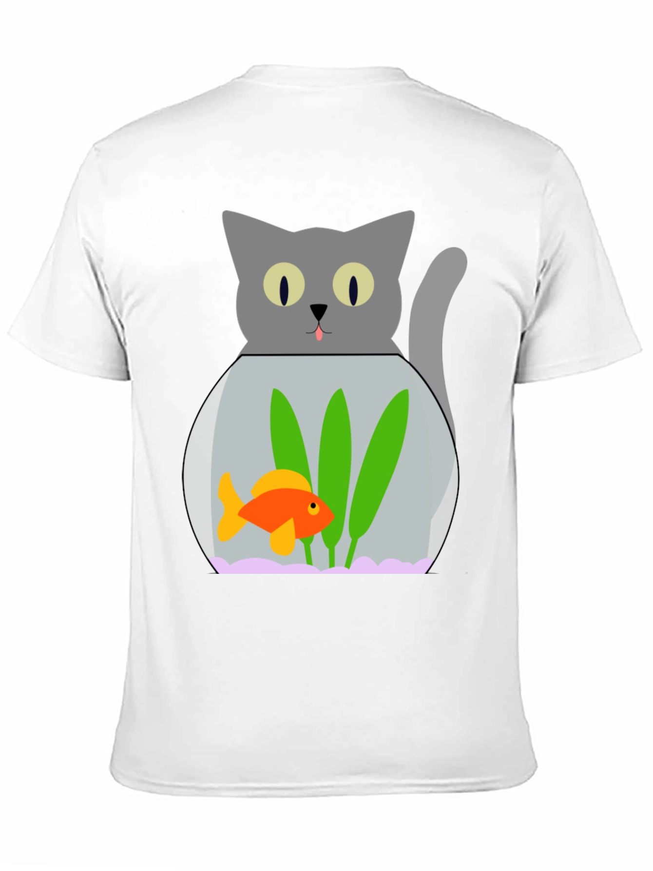 Black Cat & Goldfish Bowl Graphic T-Shirt - Novelty Tee view 11