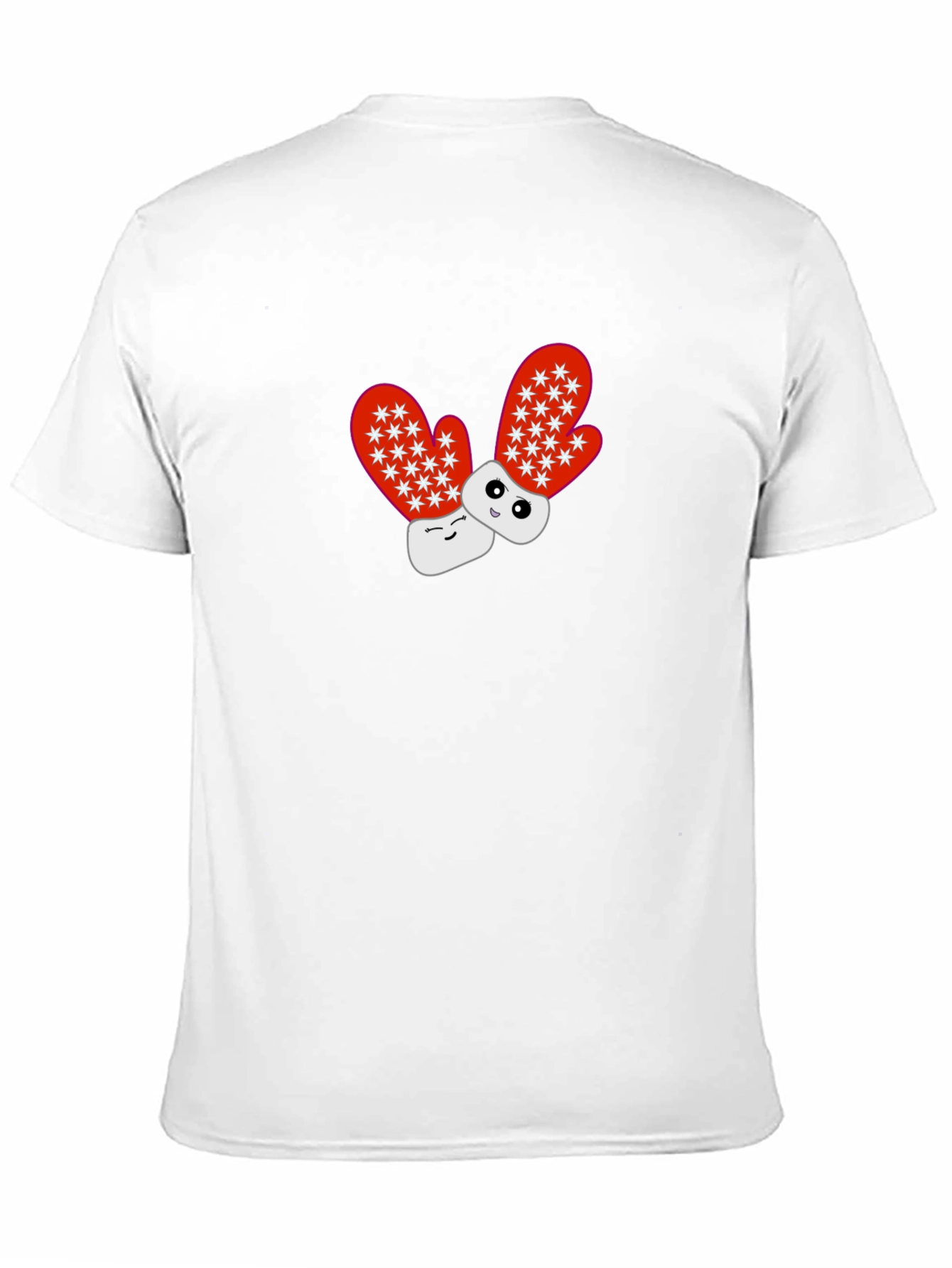 Black Cute Cartoon Mittens Black T-Shirt view 11