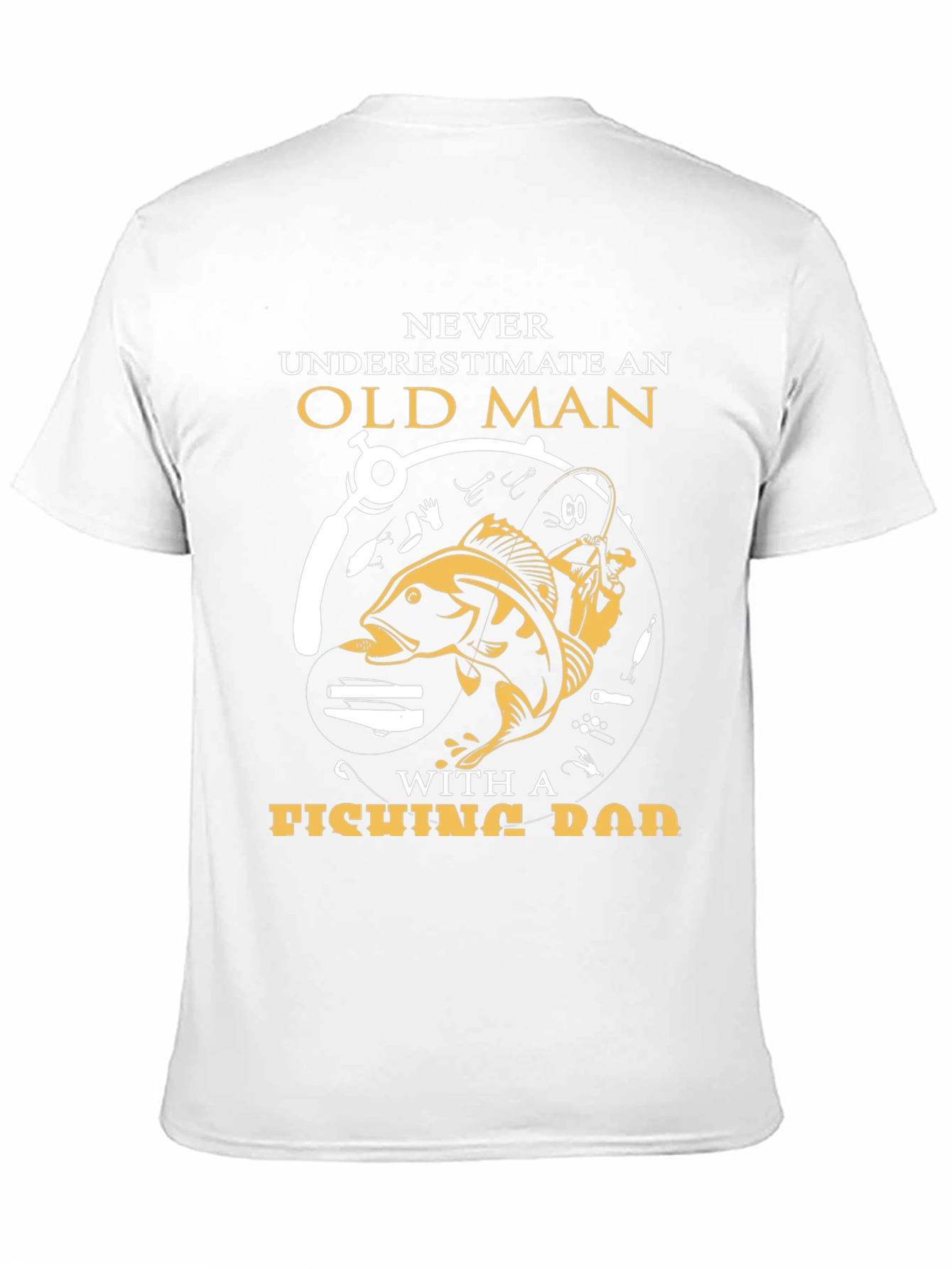 Black Never Underestimate Old Man Fishing Rod T-Shirt view 11