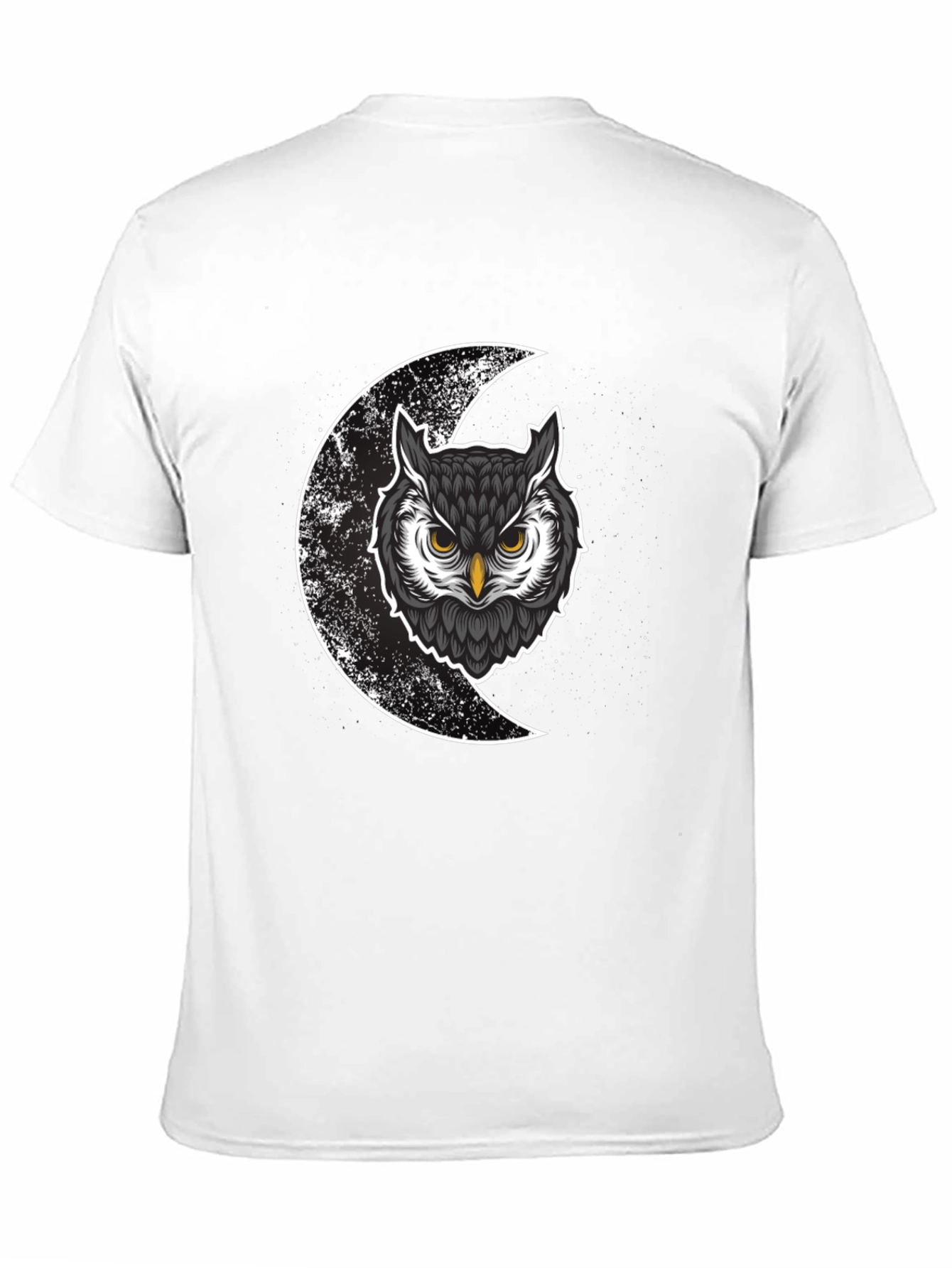 Black Owl & Moon Graphic Tee - Men's Black Cotton T-Shirt view 11
