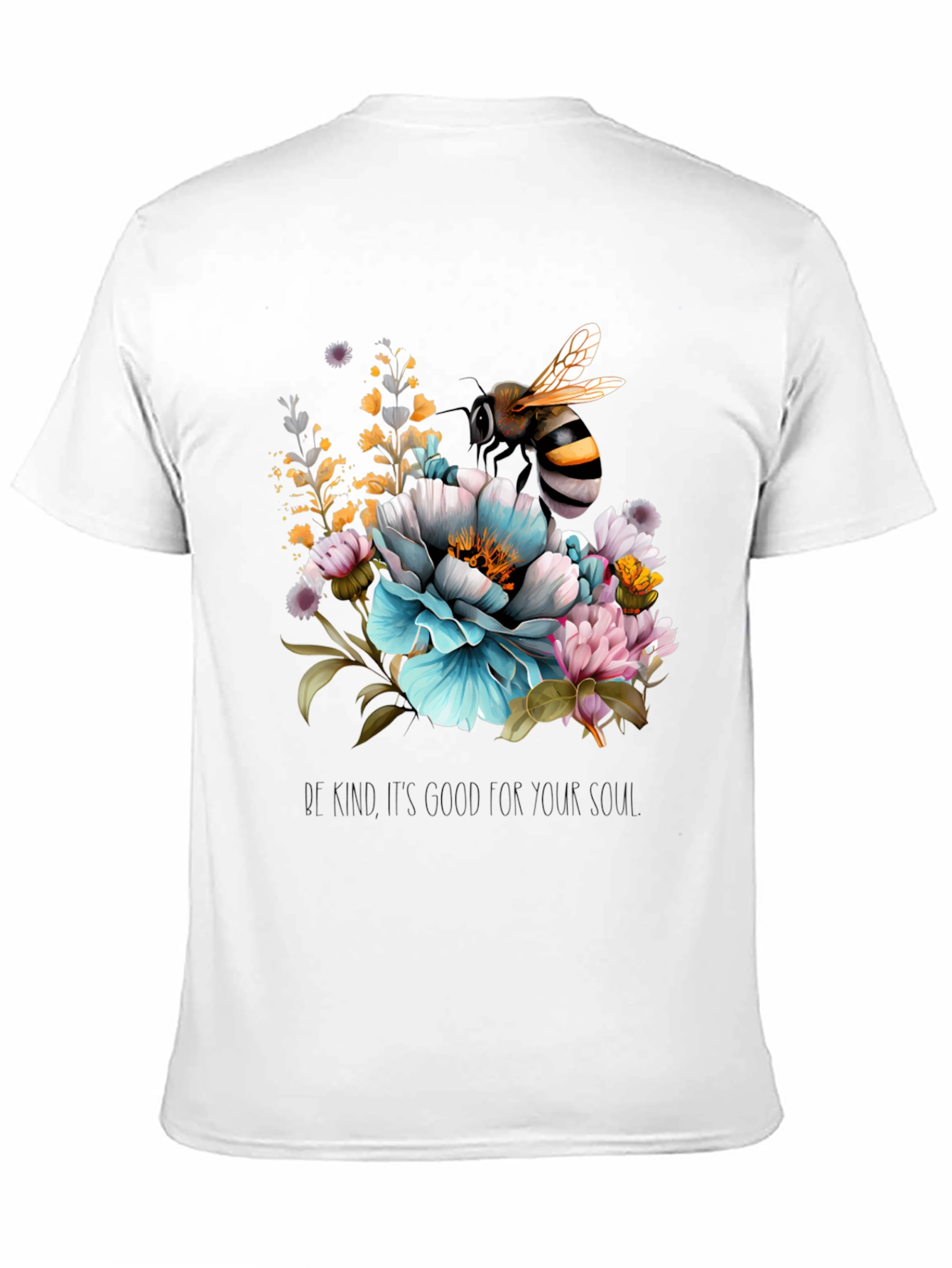 Black Floral Bee Graphic Tee - Black Cotton Blend view 11