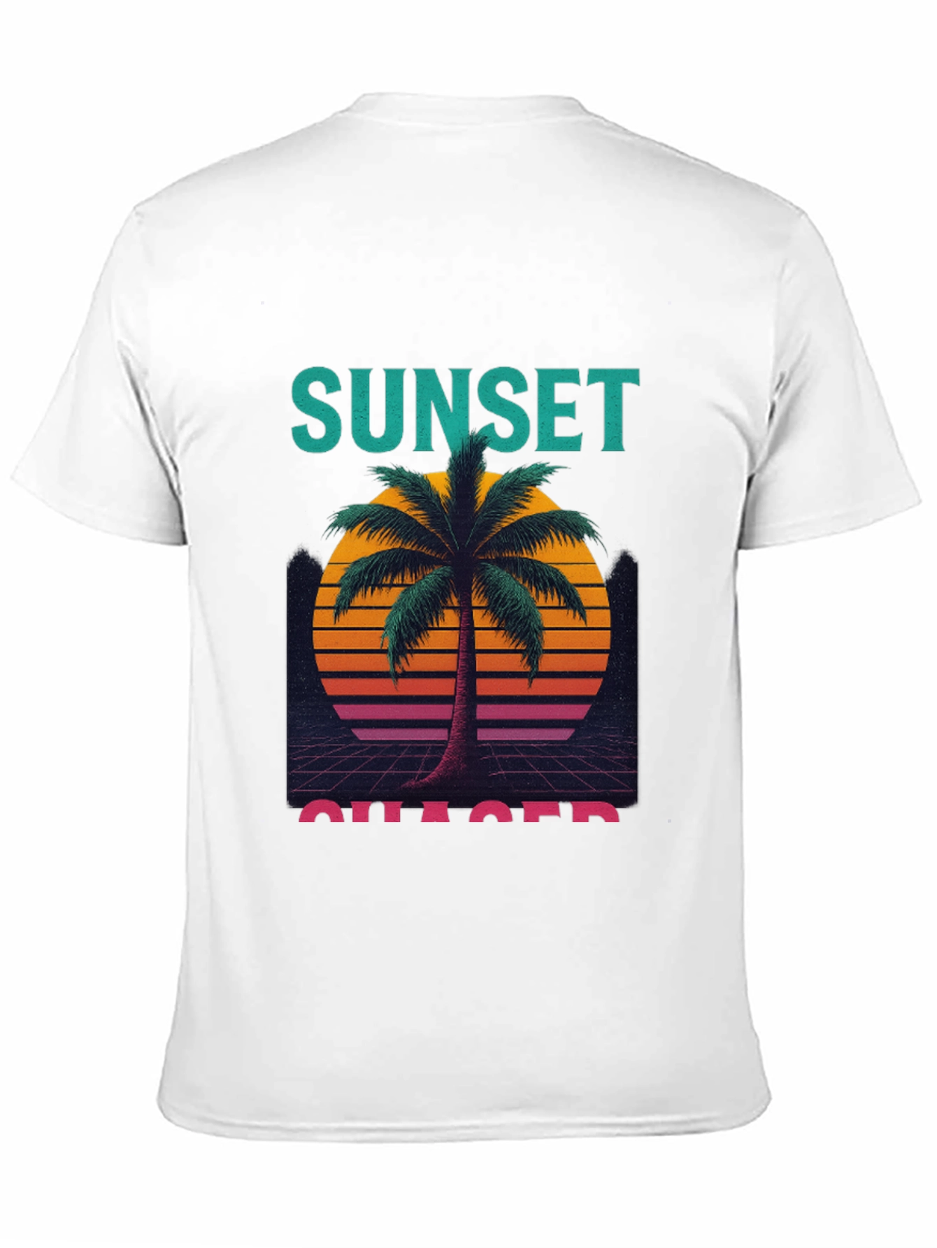 Black Sunset Chaser Graphic T-Shirt - Retro Palm Tree Design view 11