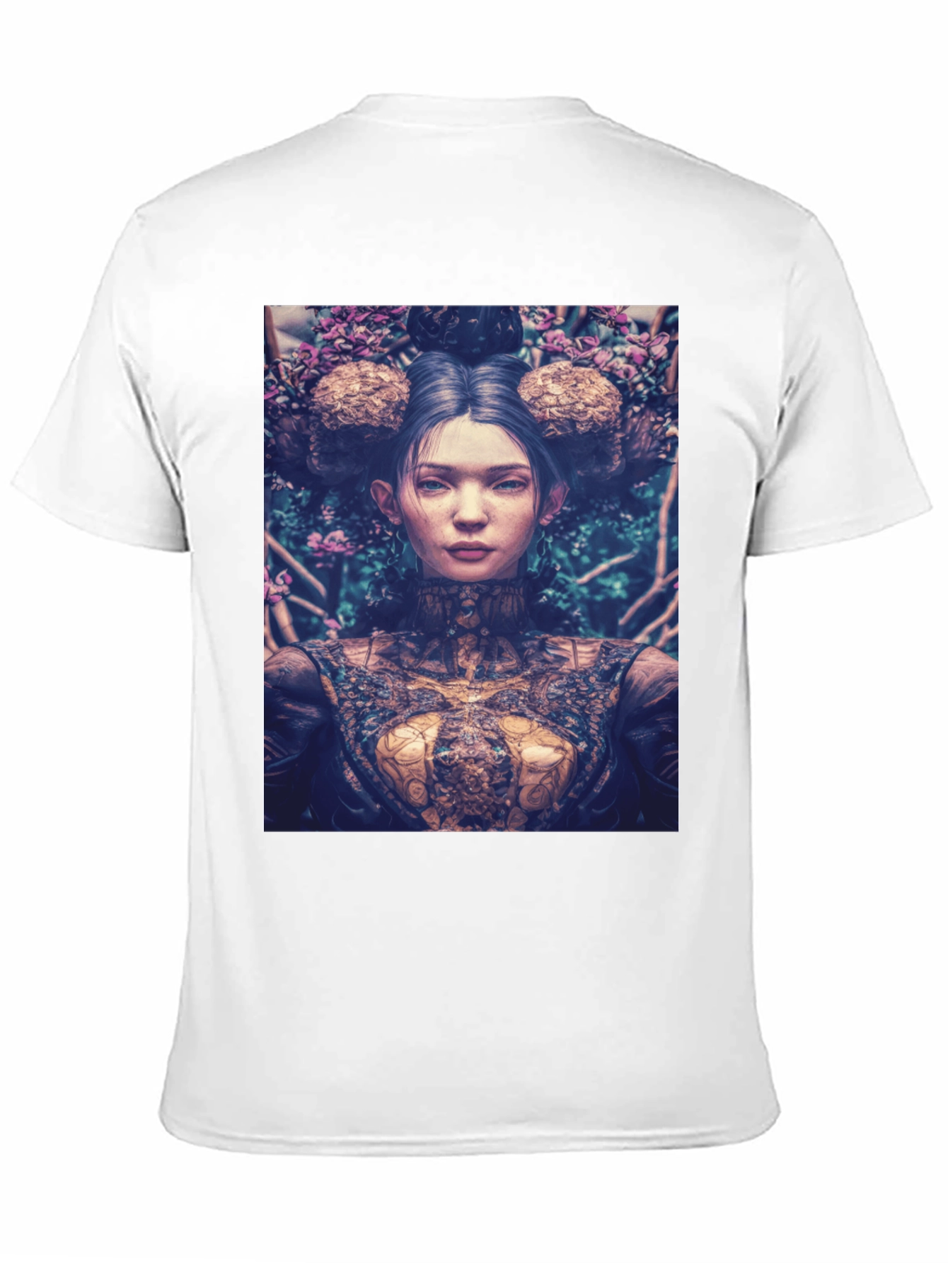 Black Artistic Floral Portrait Graphic Tee - Black view 11