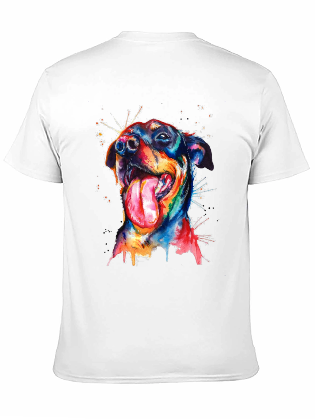 Black Dog Watercolor Men's Black T-Shirt view 11