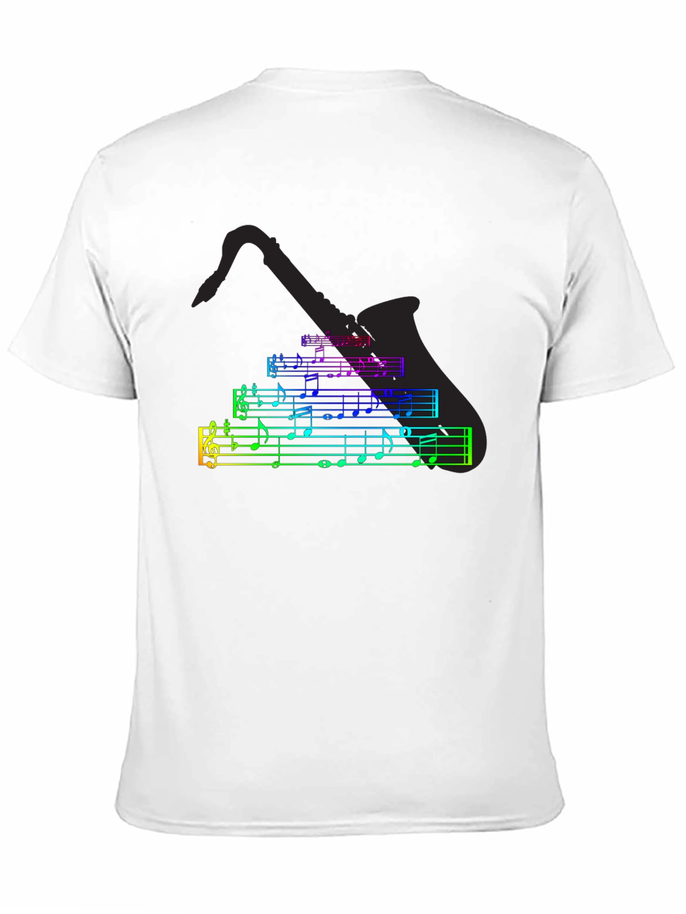 Black Music Notes Saxophone T-Shirt - Black Cotton Tee view 11