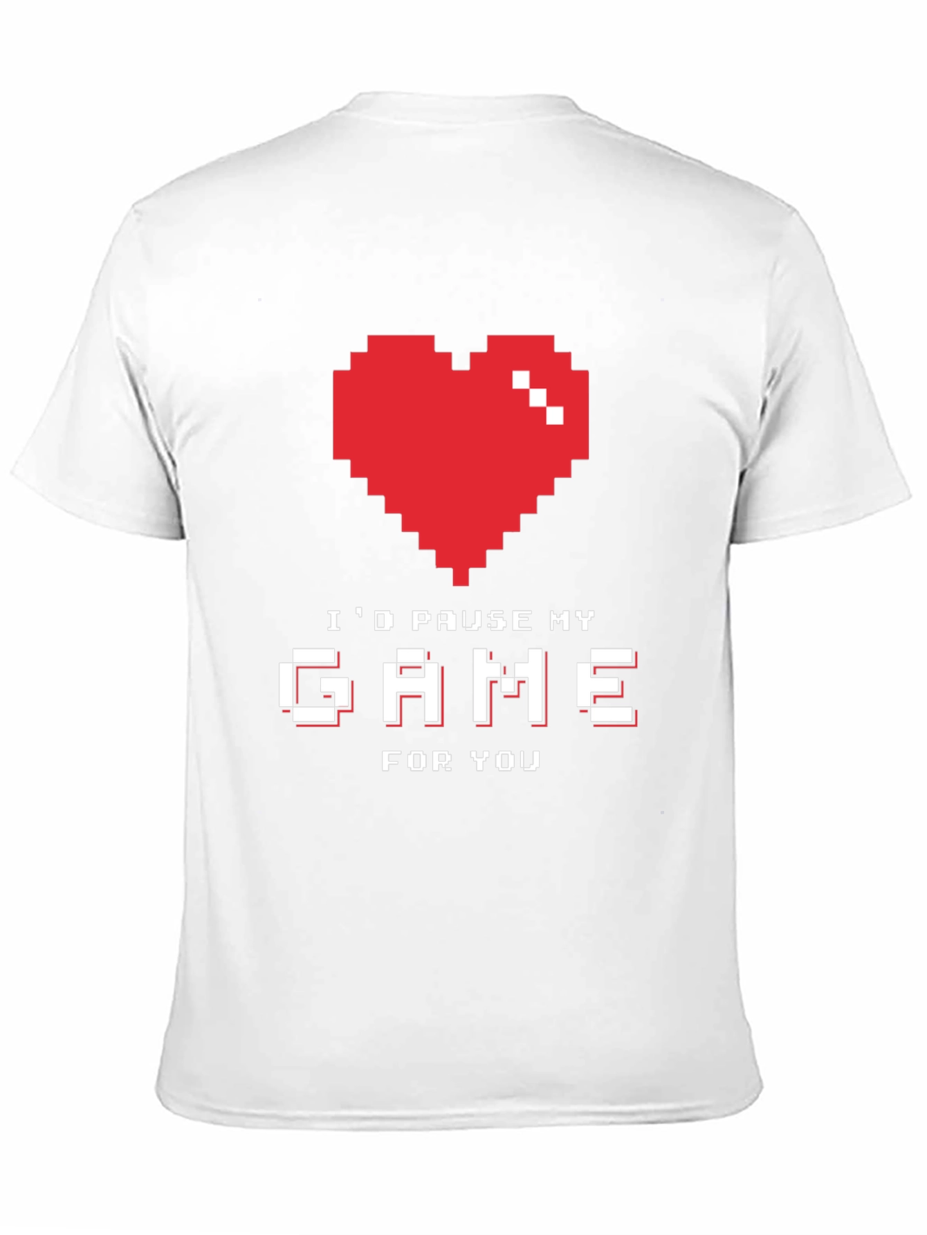 Black Gamer Love T-Shirt - I'd Pause My Game For You - Pixel Heart view 11