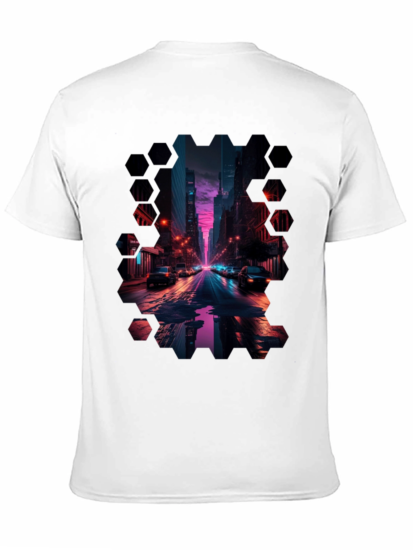 Black Cyberpunk Cityscape T-Shirt view 11