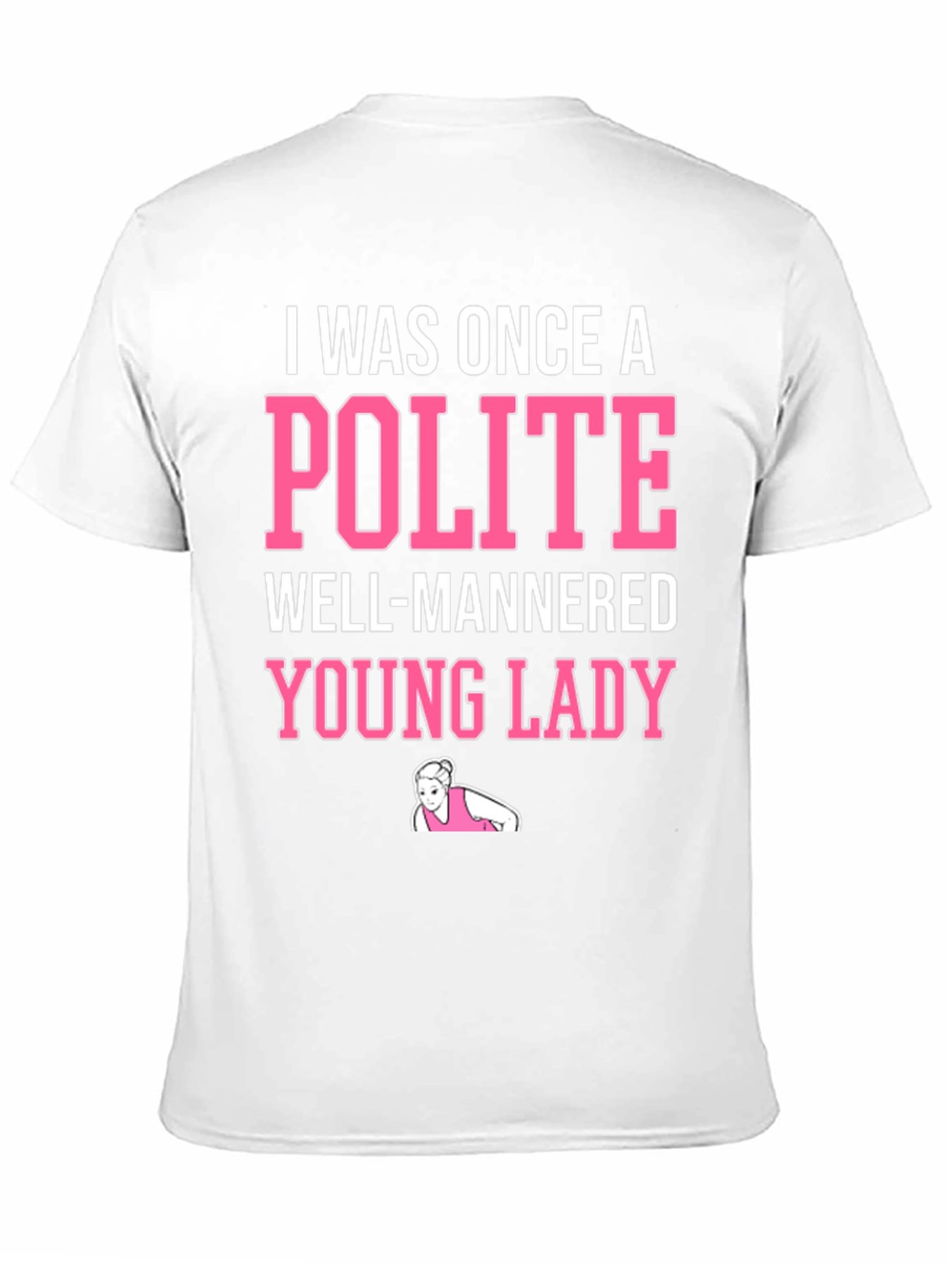 Black Funny "Polite Young Lady" Graphic Tee view 11