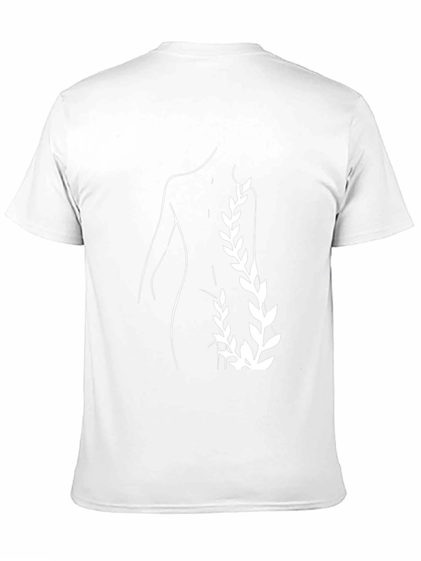 Black Minimalist Silhouette & Leaf Design Black T-Shirt view 11