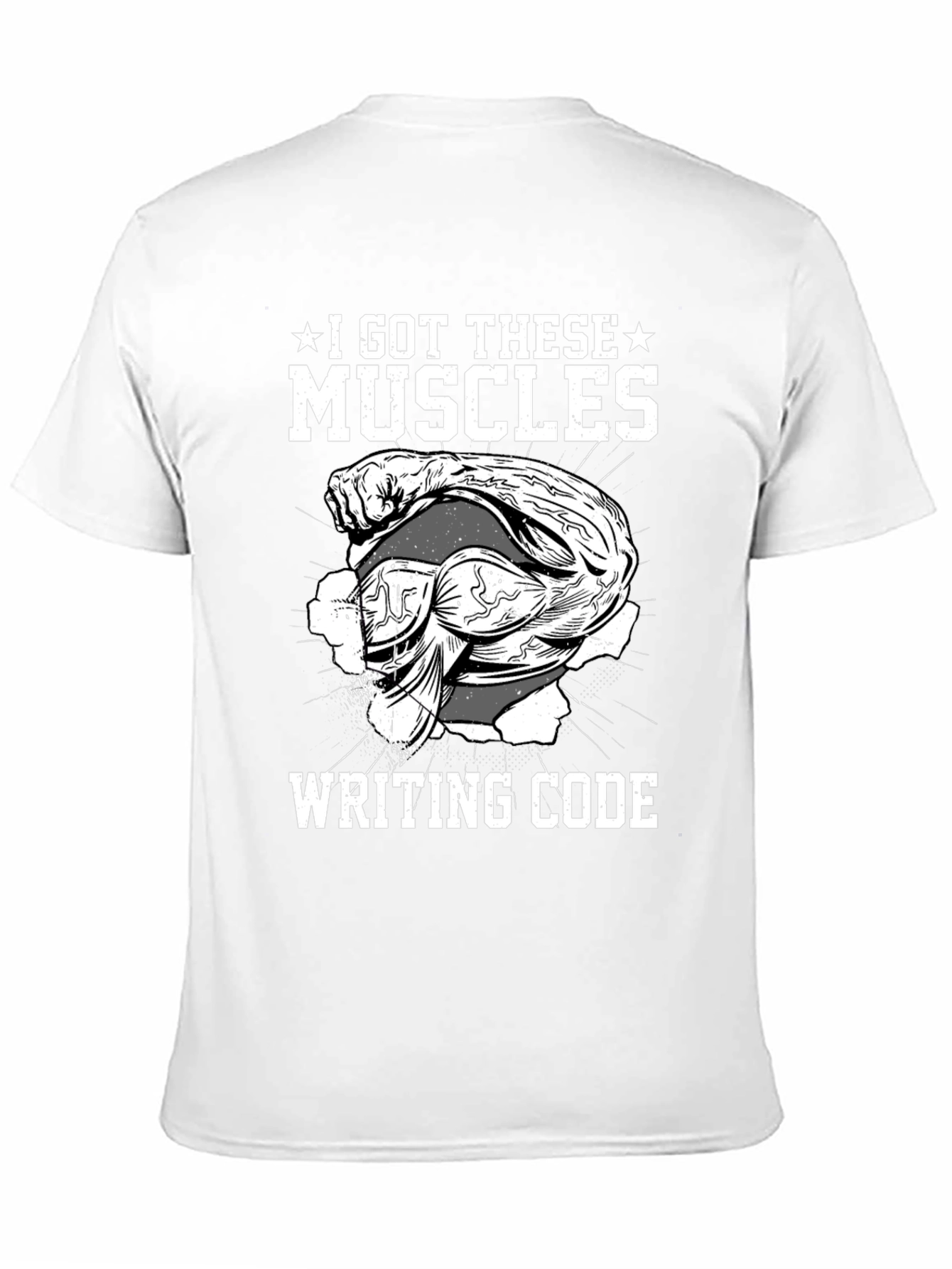 Black I Got These Muscles Writing Code - Novelty T-Shirt view 11