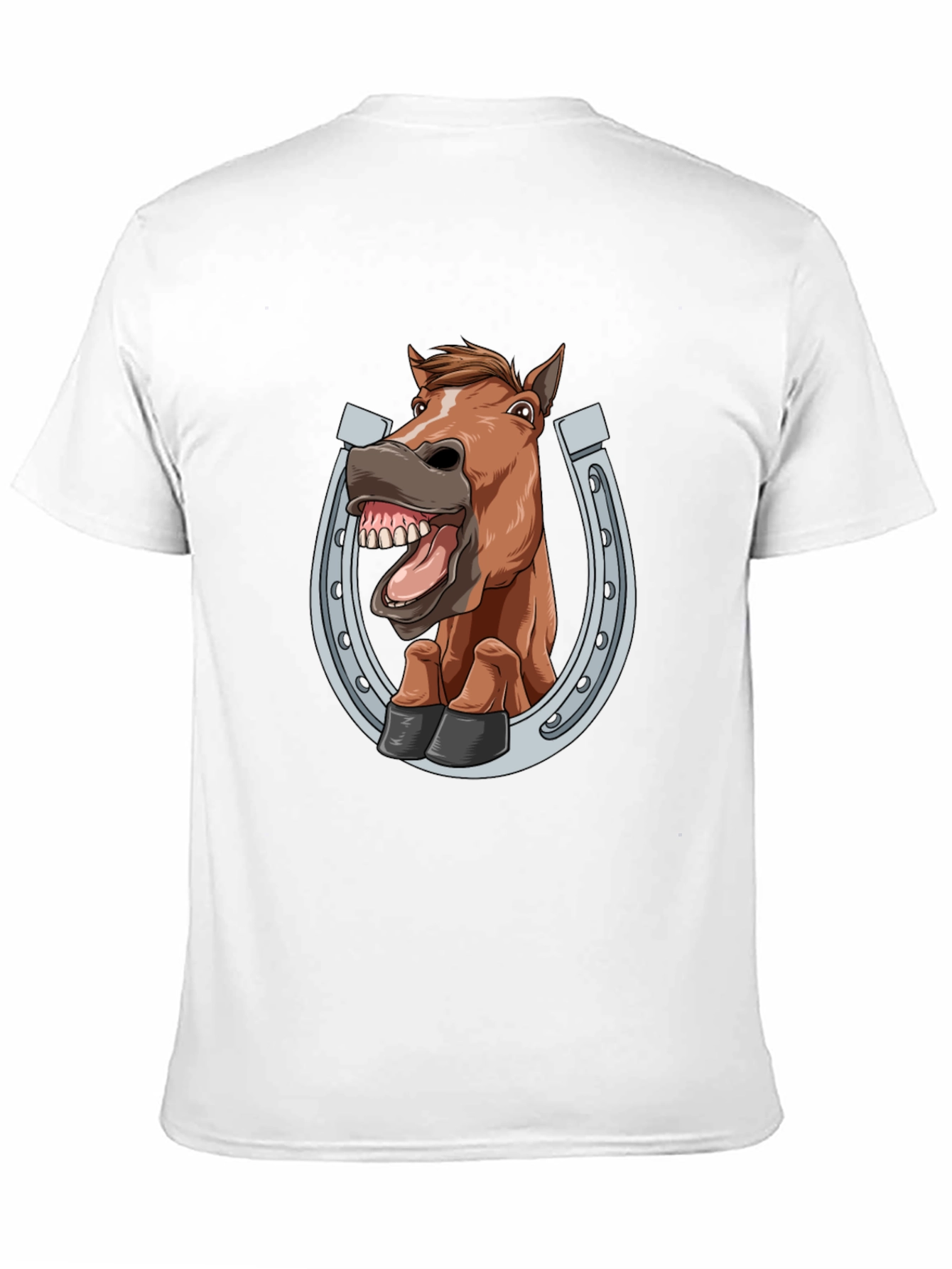 Black Funny Horse in Horseshoe Graphic Tee - Black T-Shirt view 11