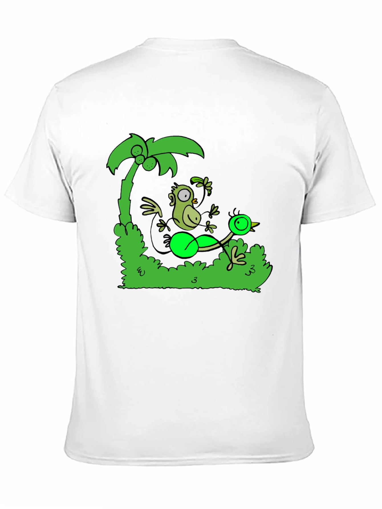 Black Funny Monkey and Bird T-Shirt view 11