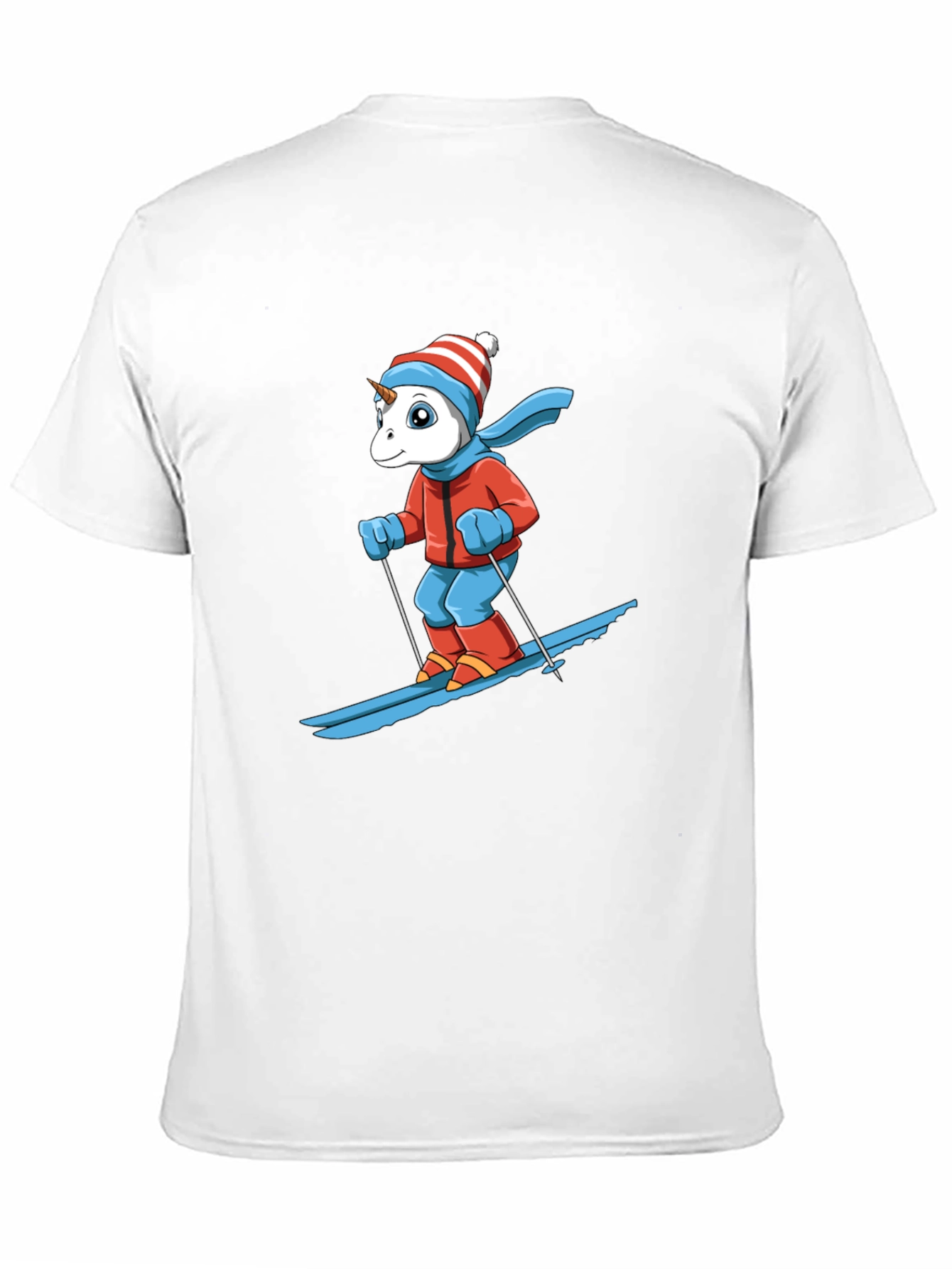 Black Skiing Unicorn Graphic Tee - Black Cotton T-Shirt view 11