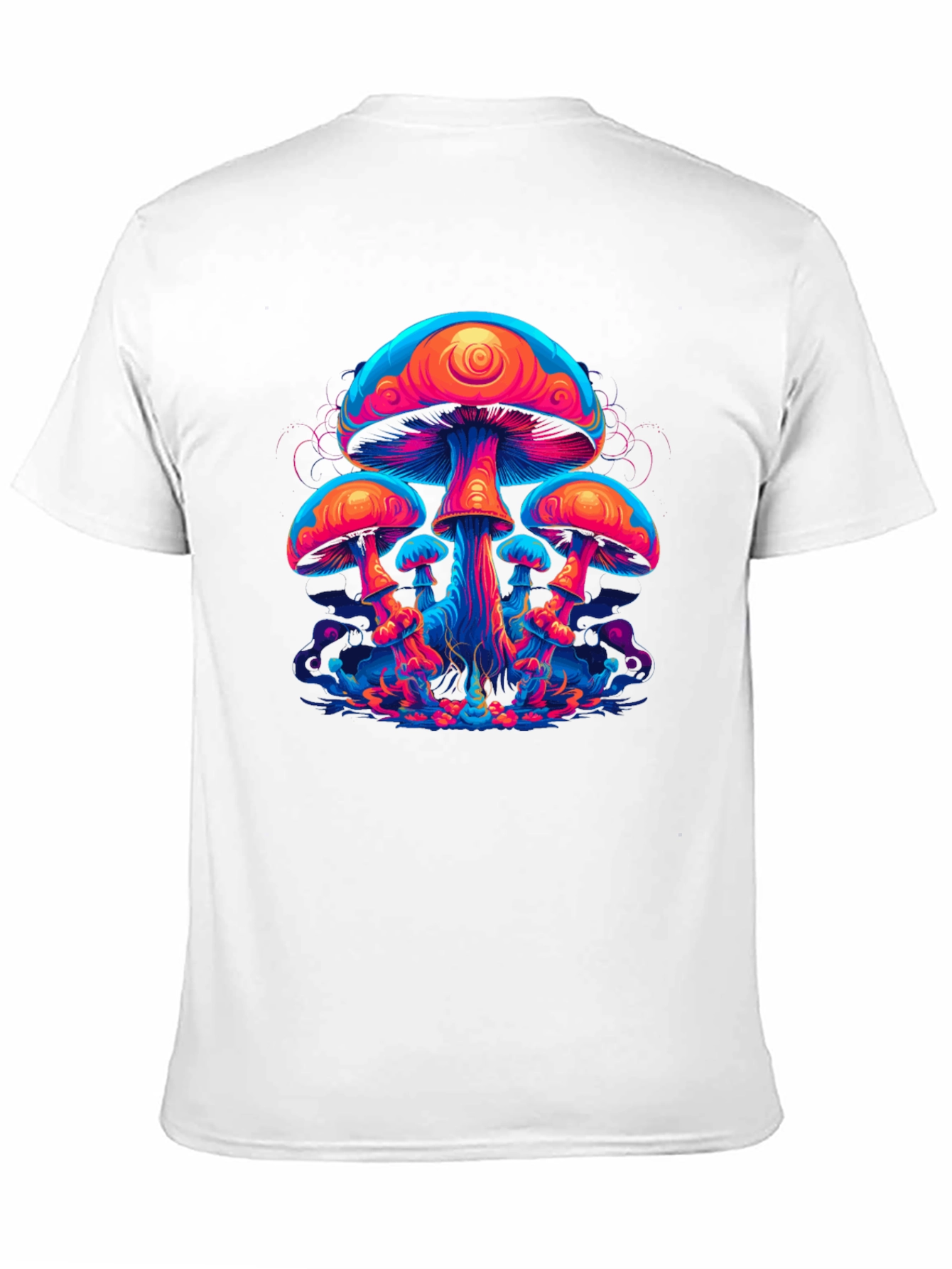 Black Neon Mushroom Graphic Tee - Psychedelic Black T-Shirt view 11