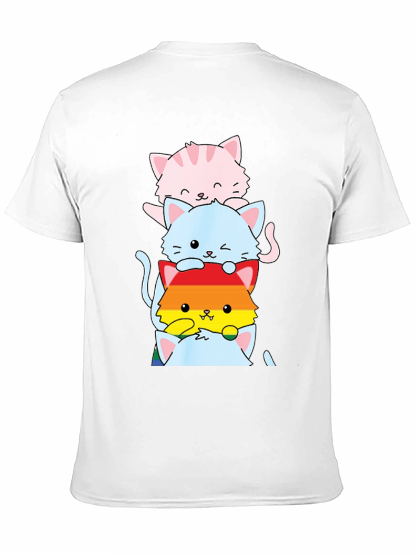 Black Stacked LGBTQ+ Cats T-Shirt view 11