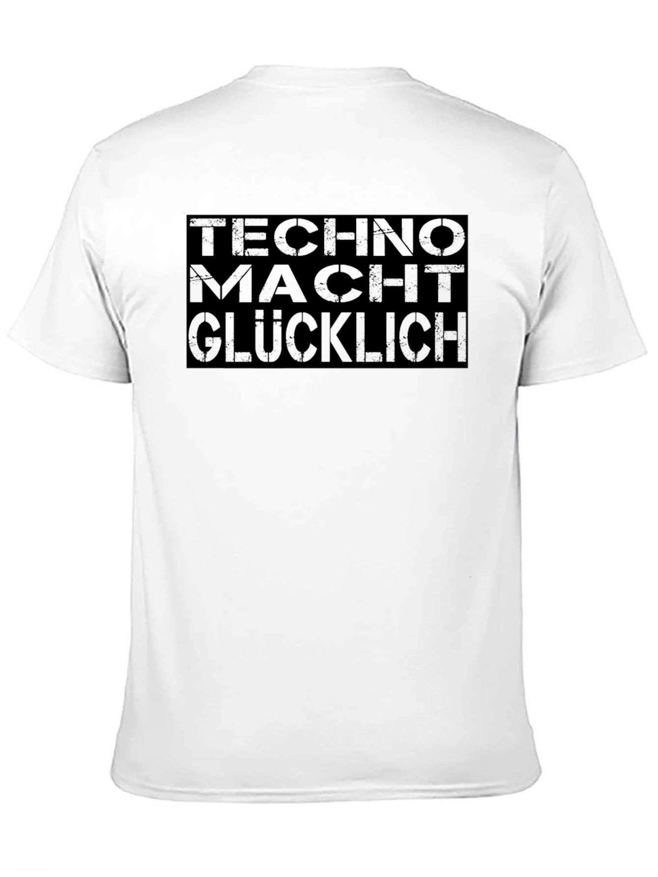 Black Techno Macht Glucklich Graphic Tee - Men's Black Shirt view 11