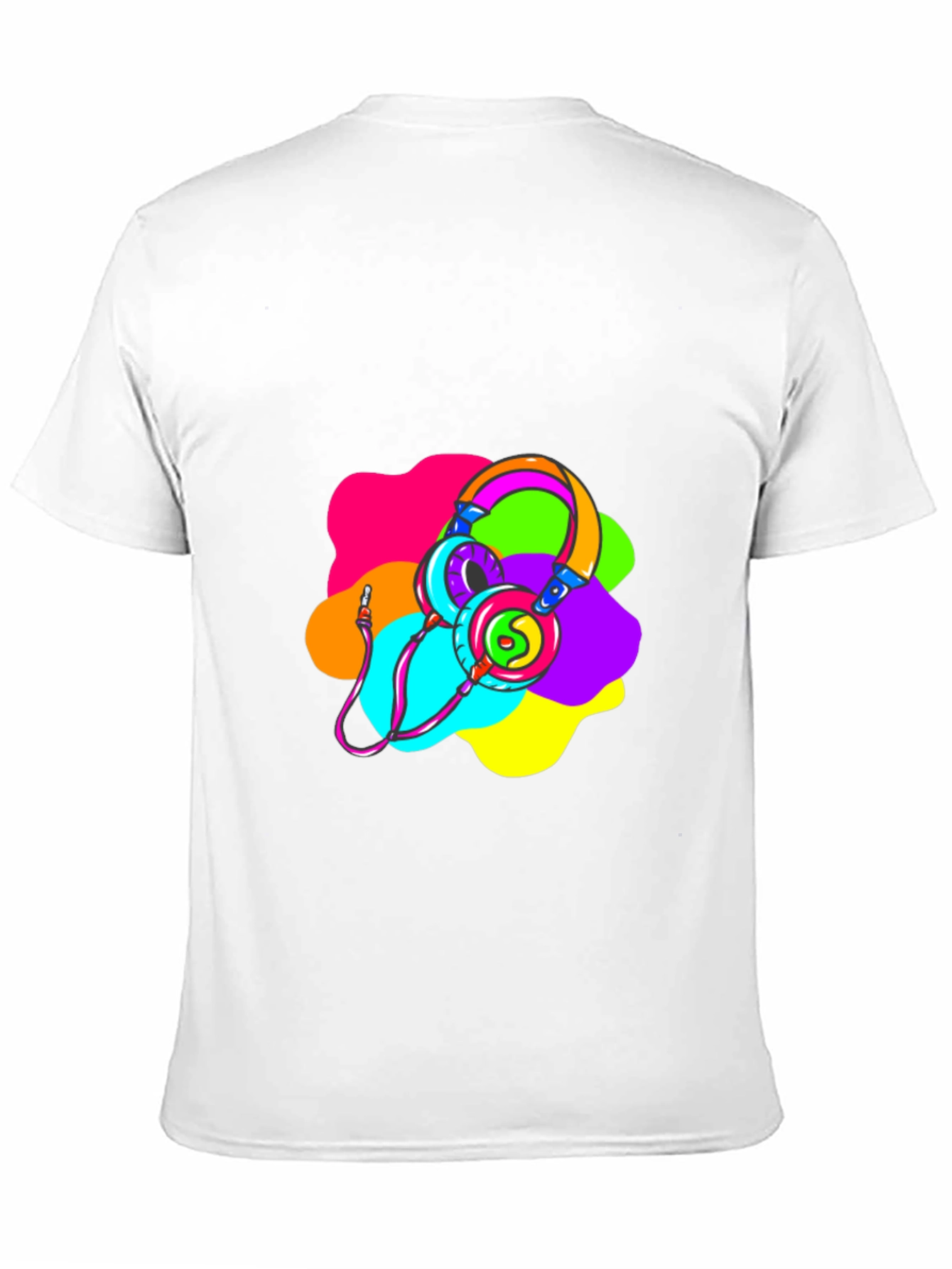 Black Vibrant Headphones Graphic T-Shirt view 11