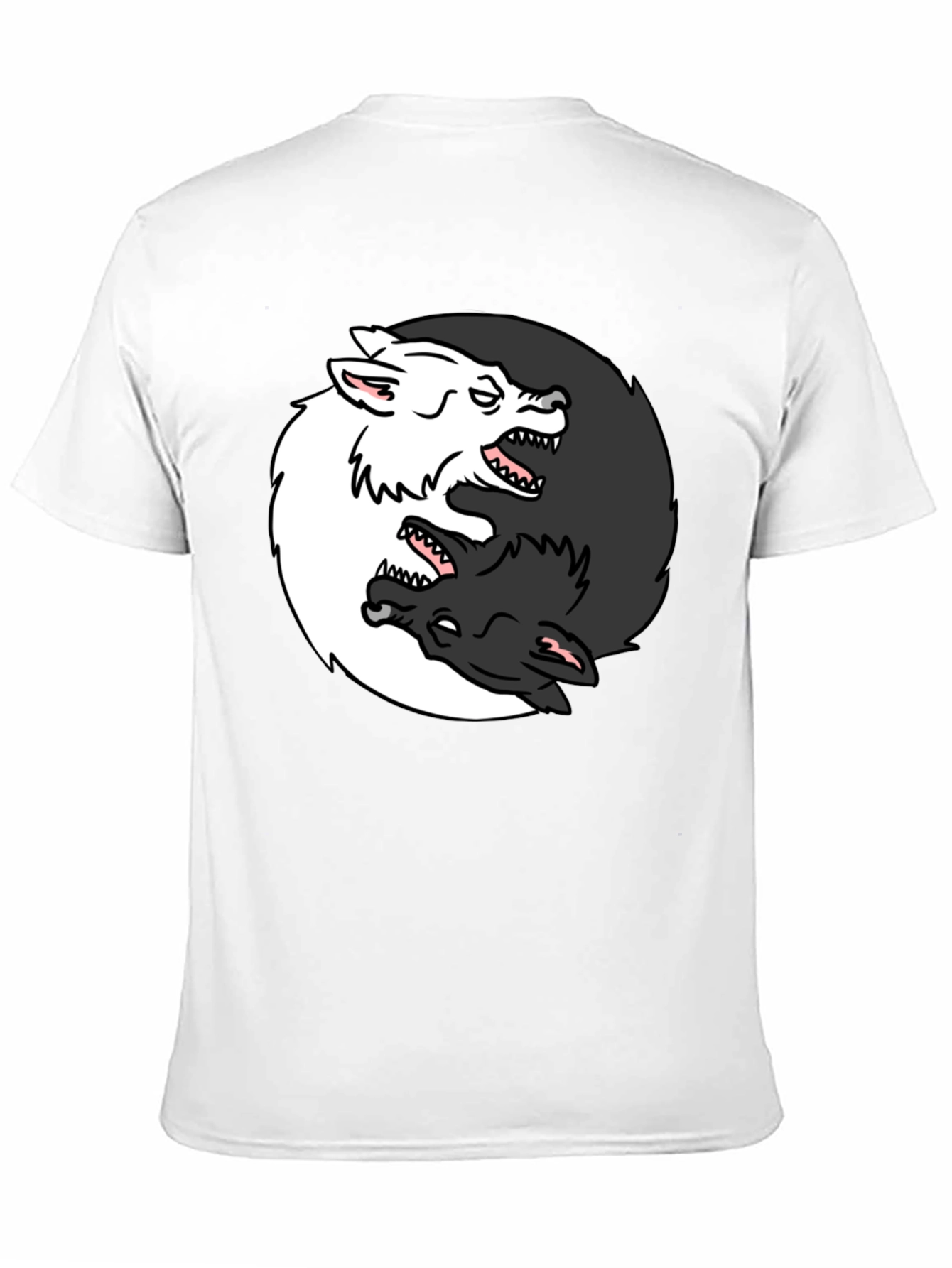 Black Yin Yang Wolves Graphic Tee - Black view 11