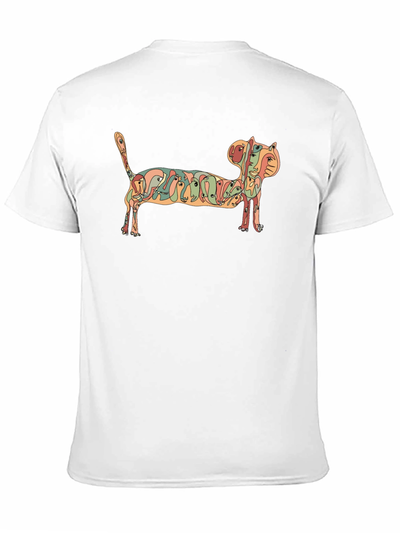 Abstract Cat Faces Graphic Tee - Unique Design - 11