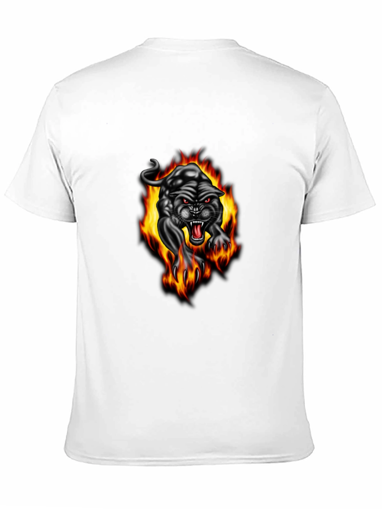 Black Fiery Panther Graphic Tee - Black Cotton T-Shirt view 11