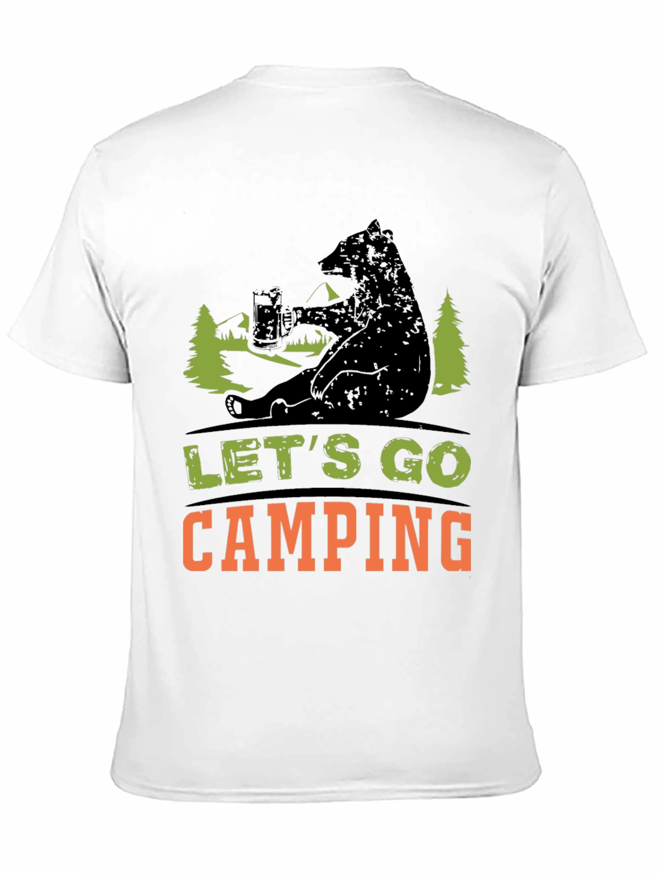 Black Let's Go Camping Bear T-Shirt view 11