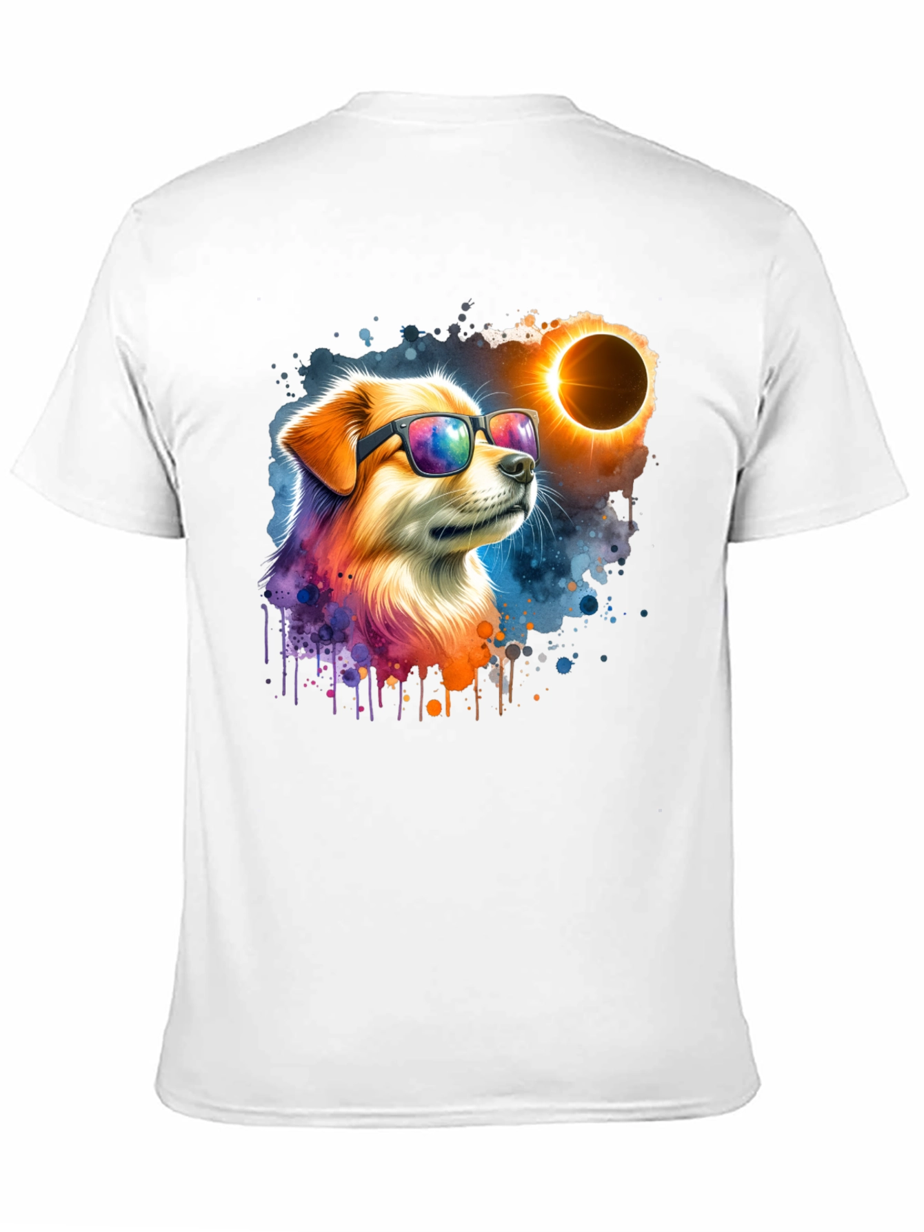 Black Cool Dog Eclipse T-Shirt - Unisex Graphic Tee view 11