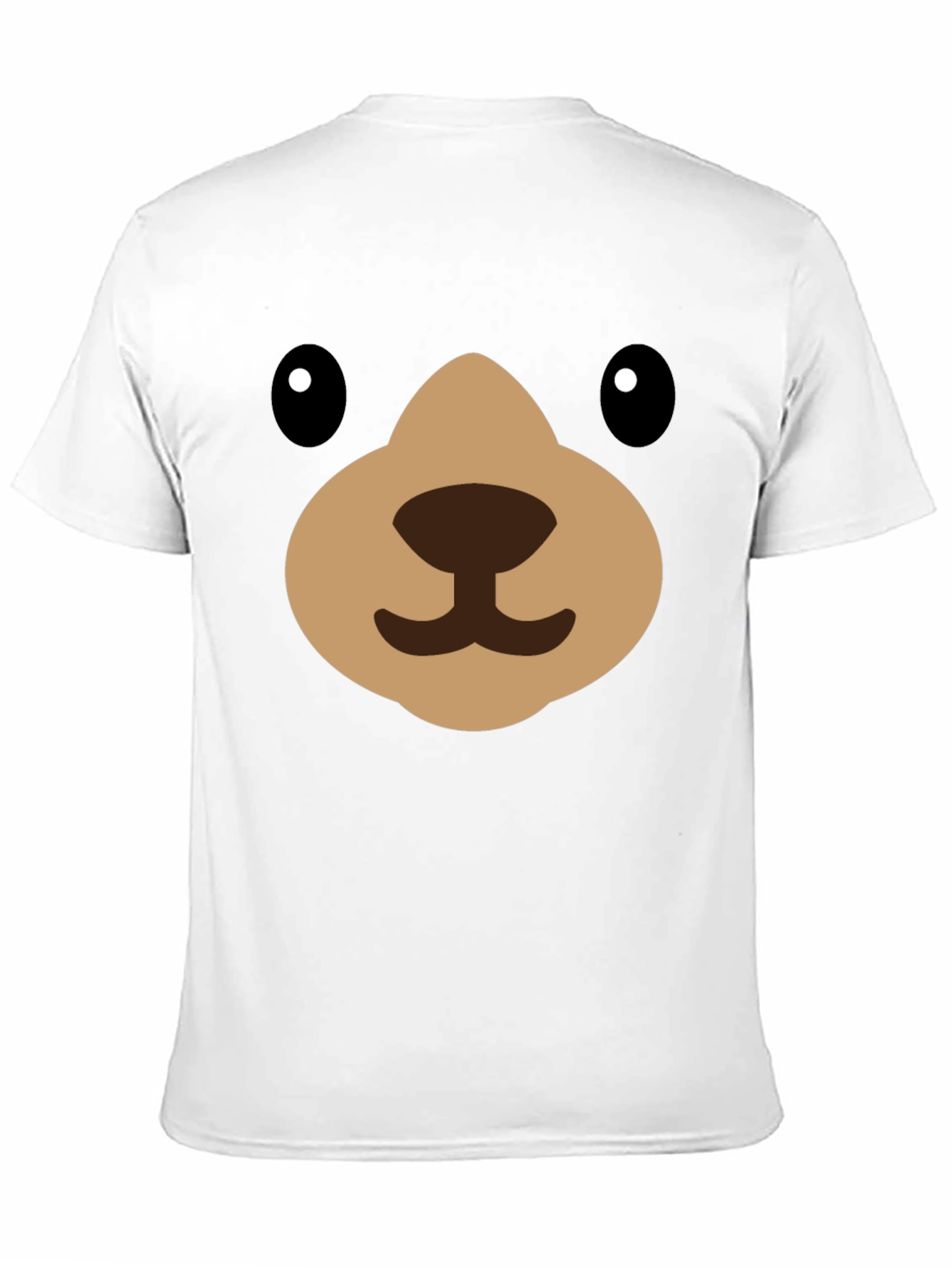 Black Cute Cartoon Bear Face Black T-Shirt view 11