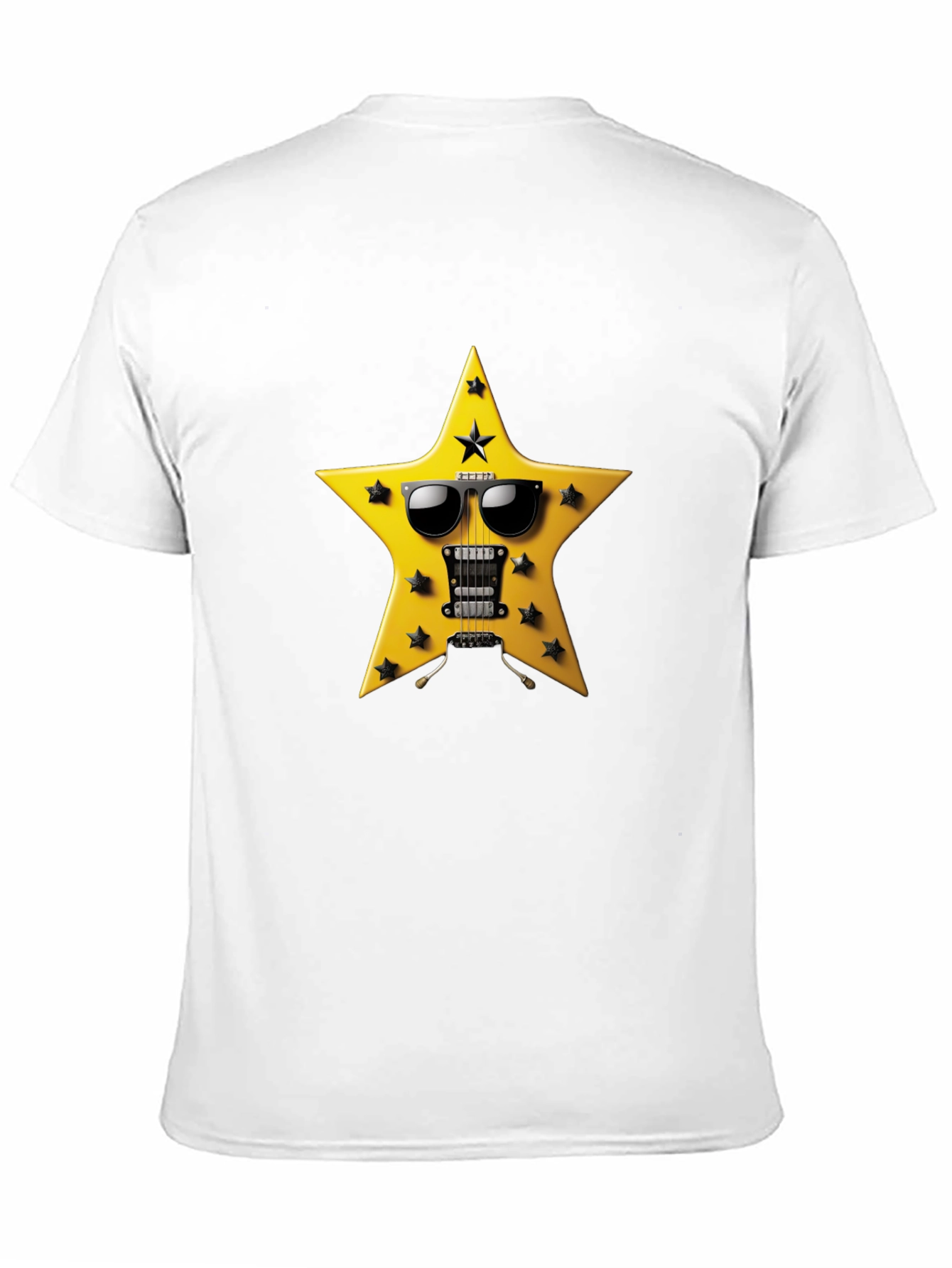 Black Rockstar Guitar Star T-Shirt - Cool Graphic Tee view 11