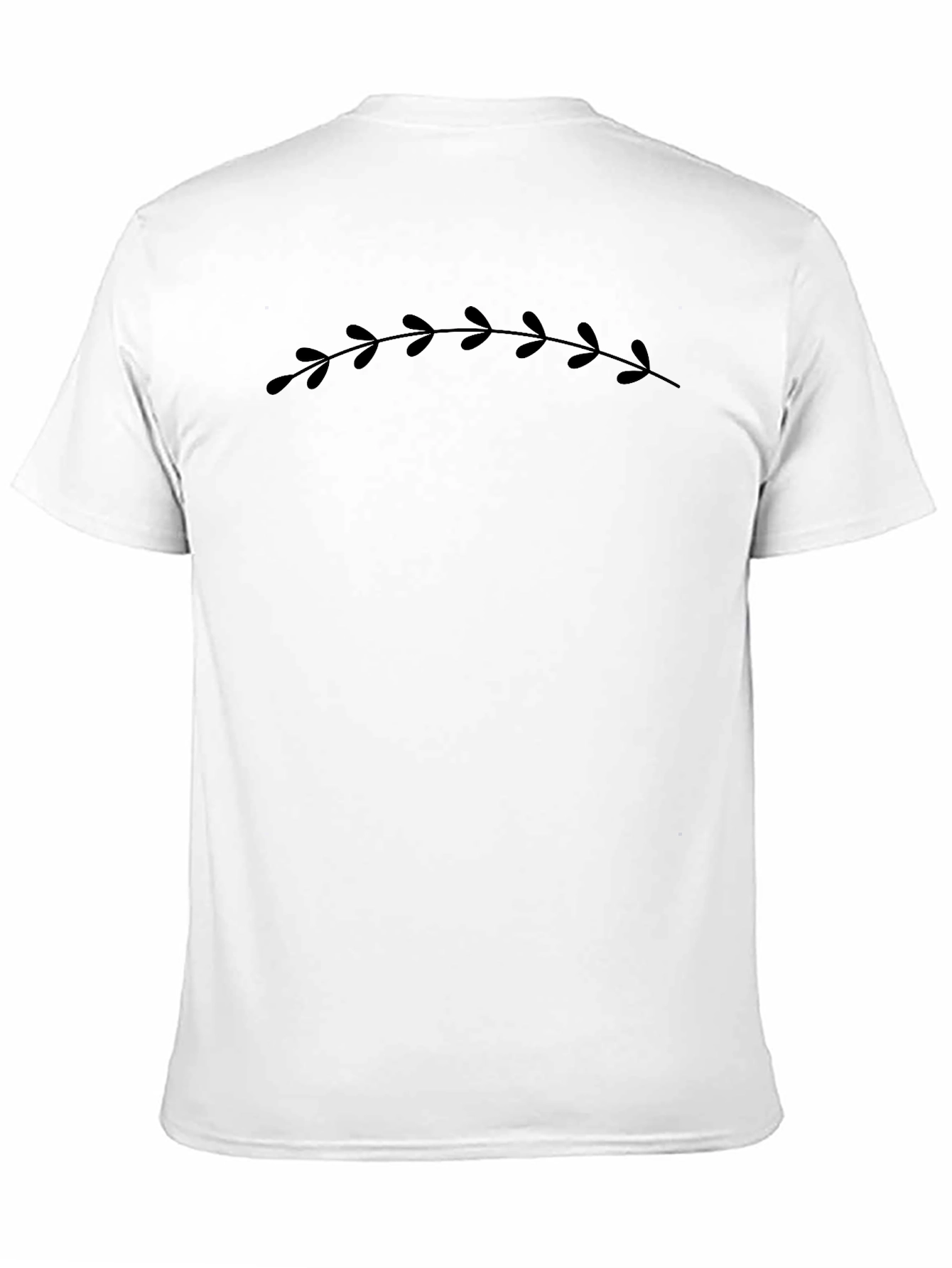 Black Men's Black Leaf Print Crew Neck T-Shirt view 11