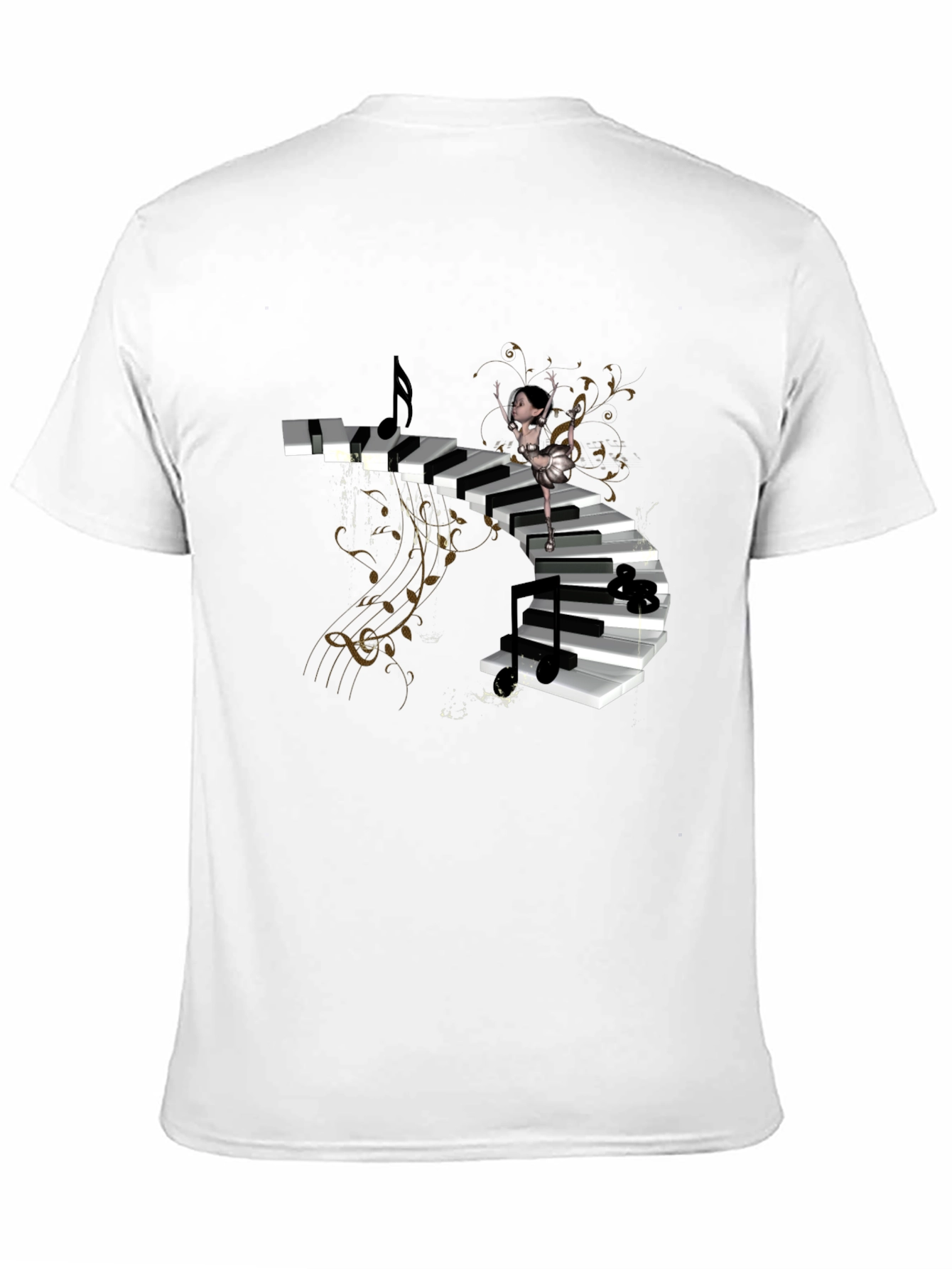 Black Piano Stairway Ballerina Black T-Shirt view 11