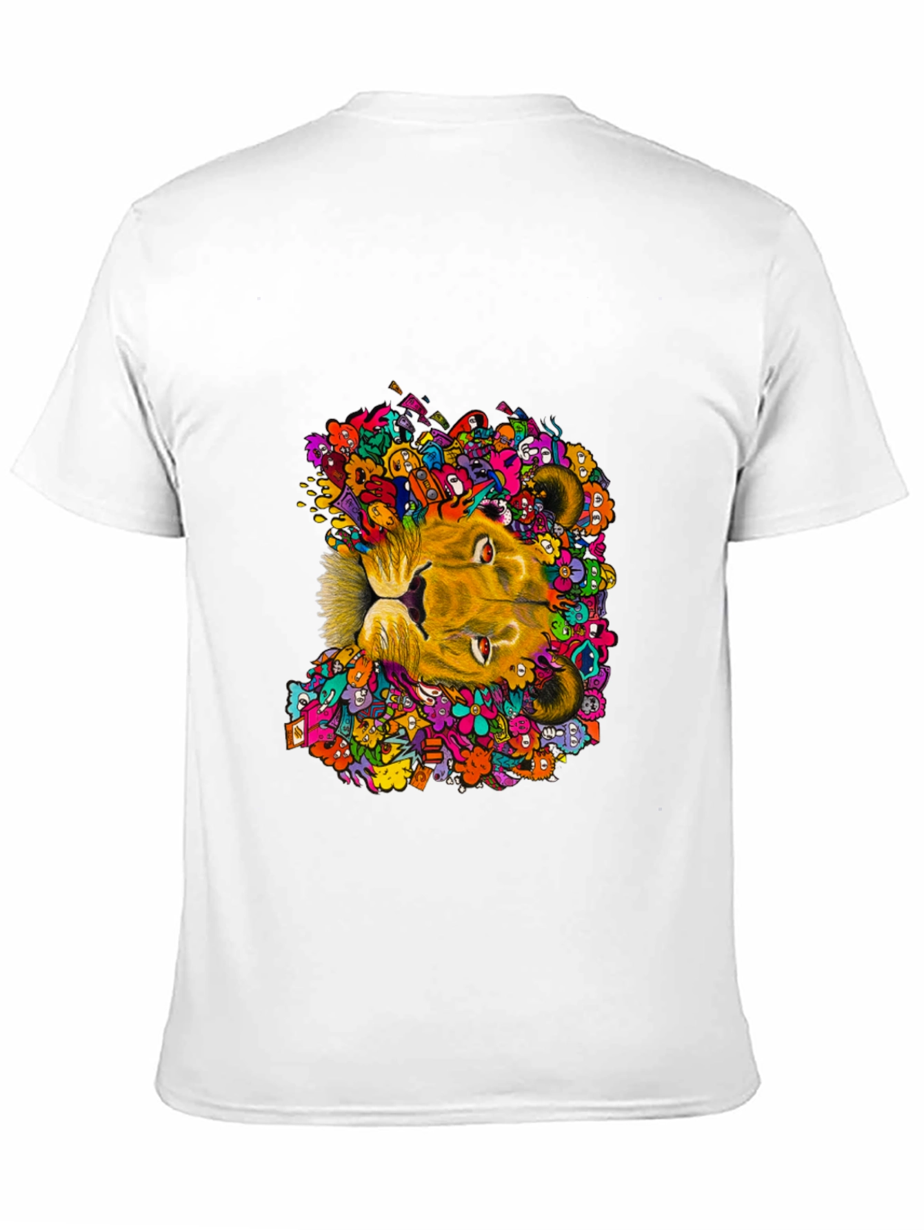 Black Lion Doodle Graphic Tee - Black Cotton T-Shirt view 11