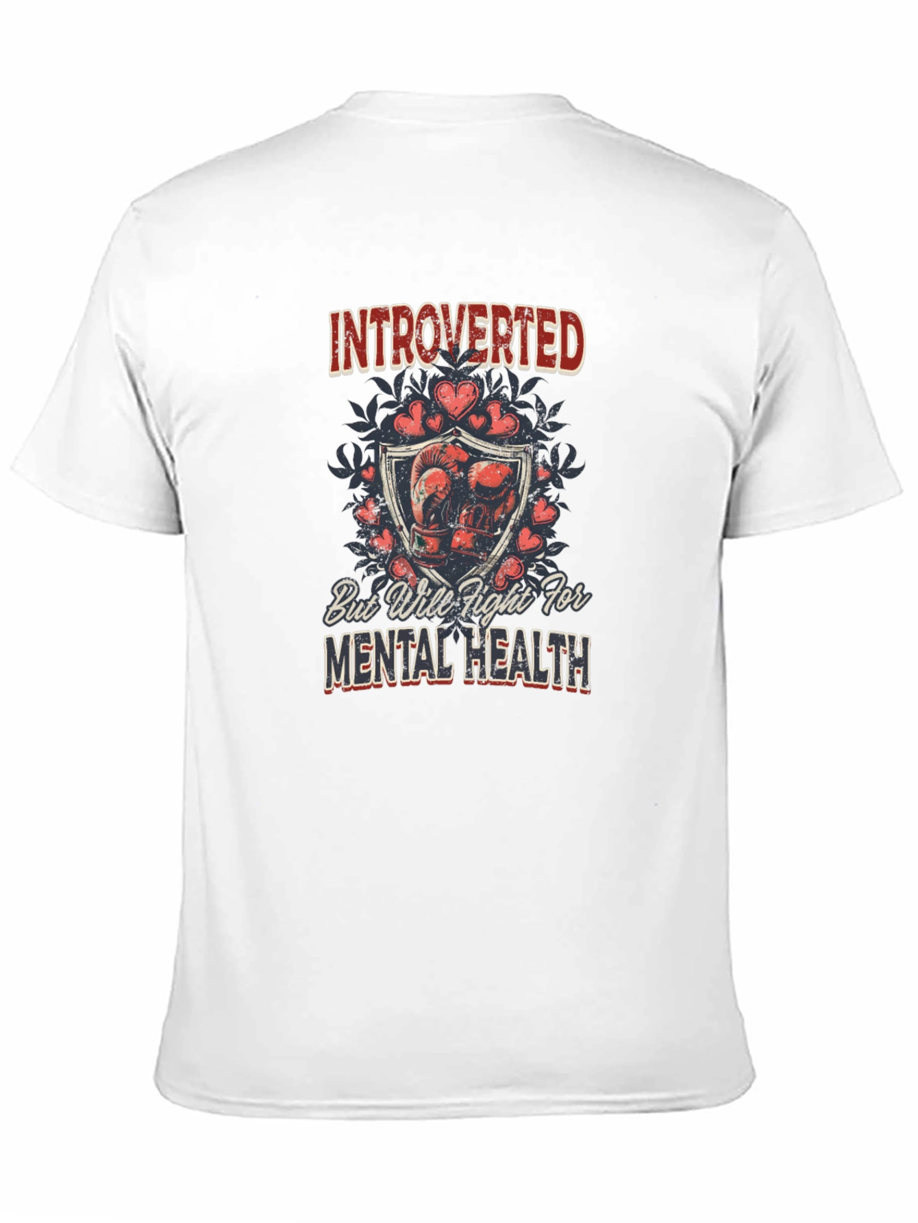 Black Introverted Mental Health Awareness Graphic T-Shirt view 11