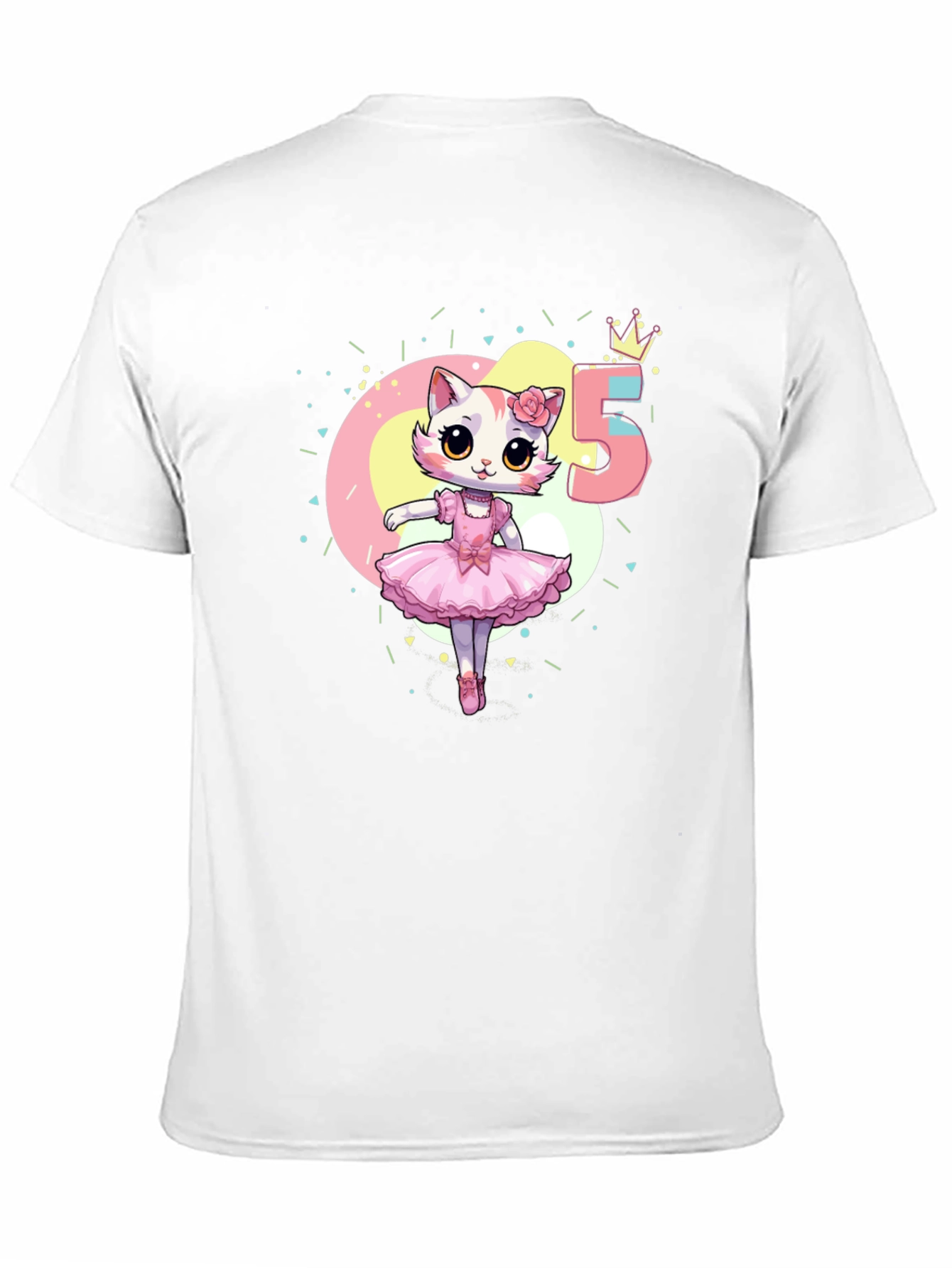 Black Cute Cat Ballerina 5th Birthday T-Shirt view 11
