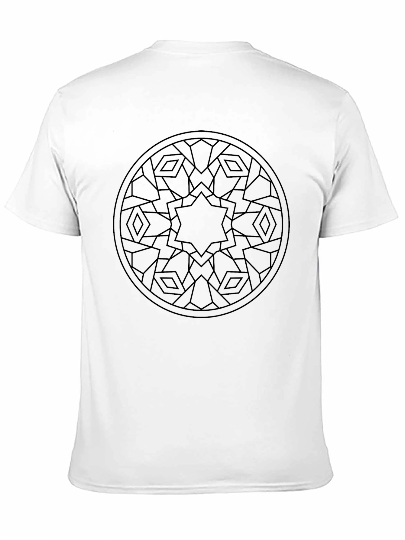 Black Geometric Star Mandala Black T-Shirt view 11