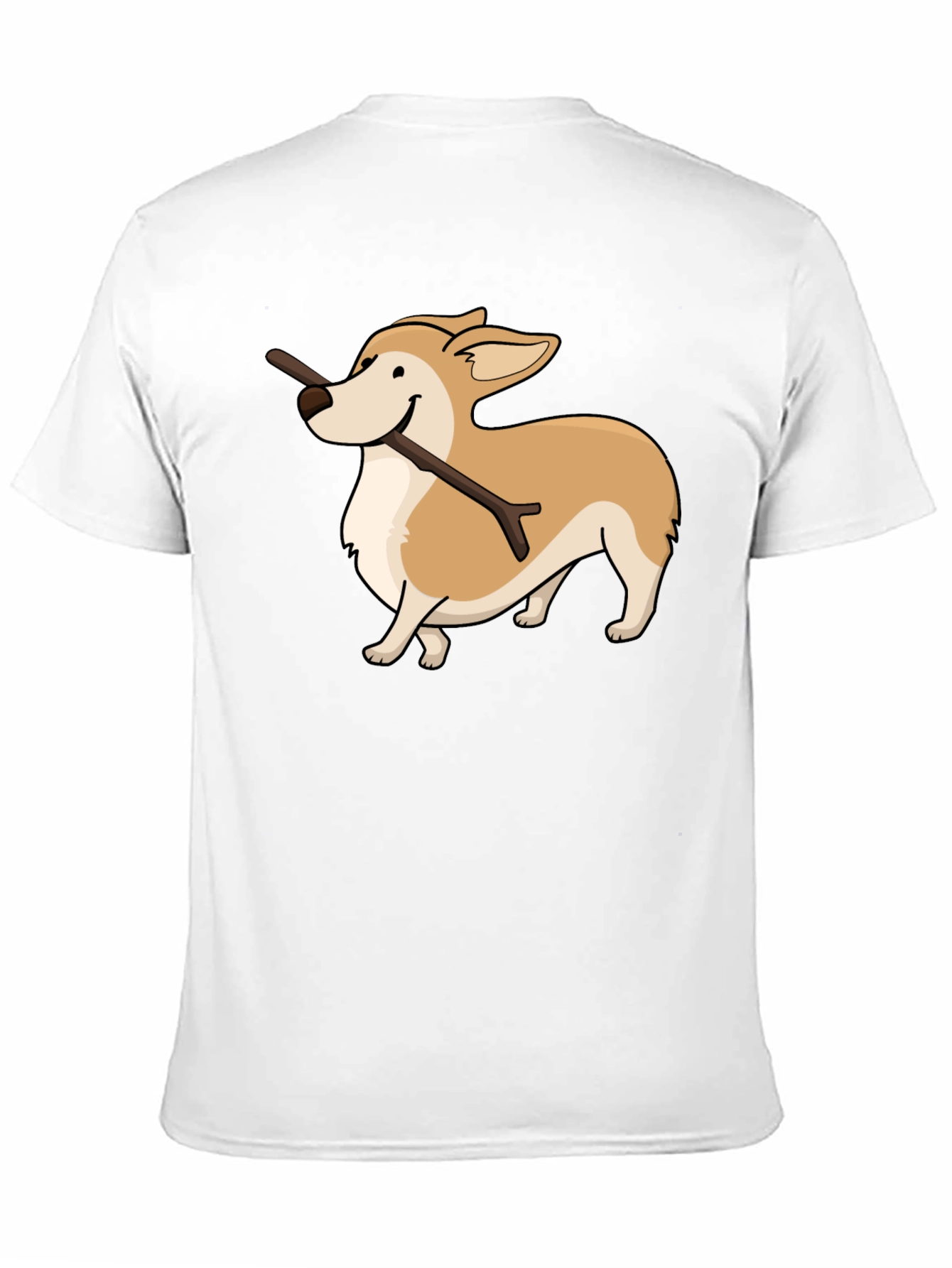 Black Corgi With Stick Graphic T-Shirt view 11