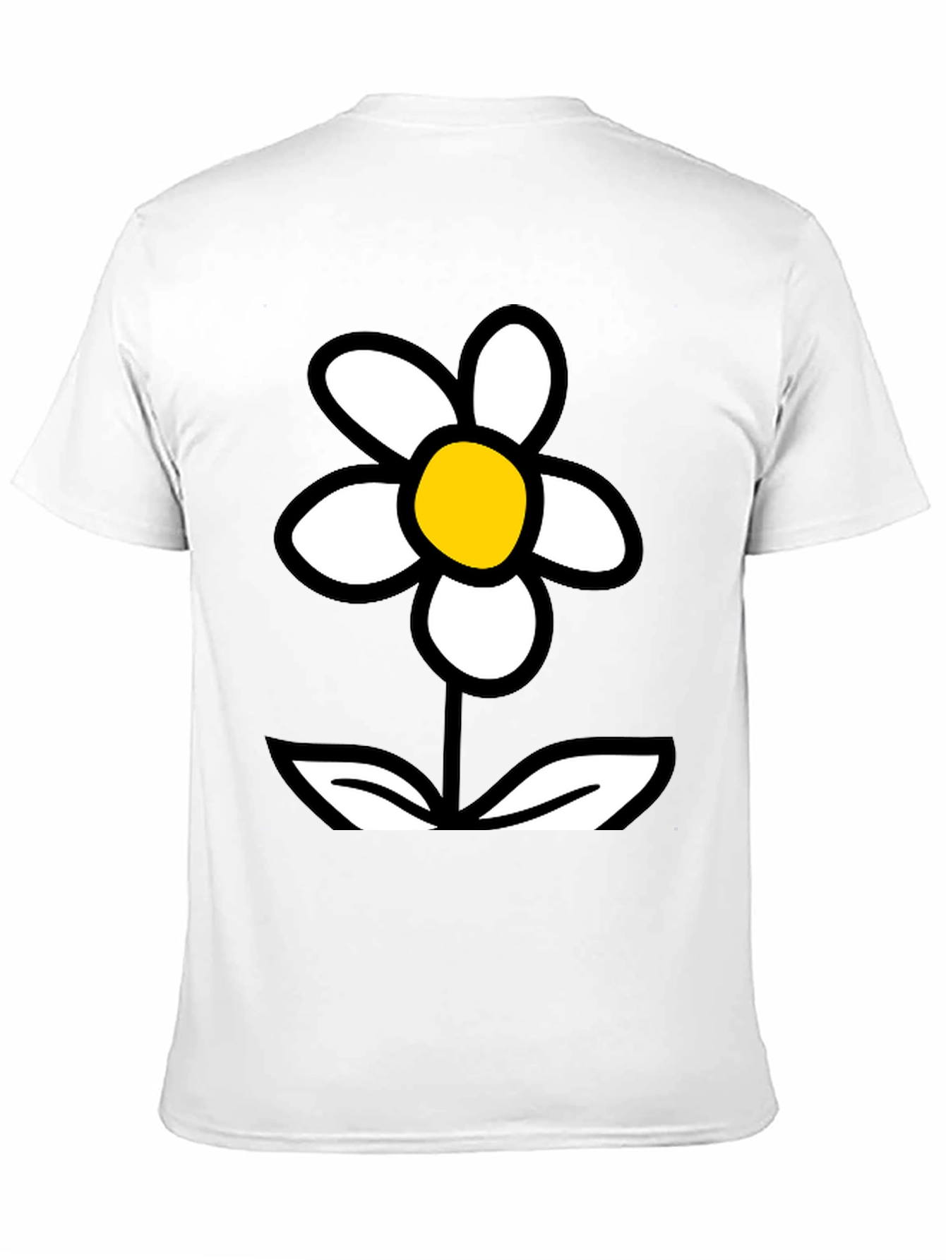 Black Daisy Flower Graphic Tee - Black Cotton T-Shirt view 11