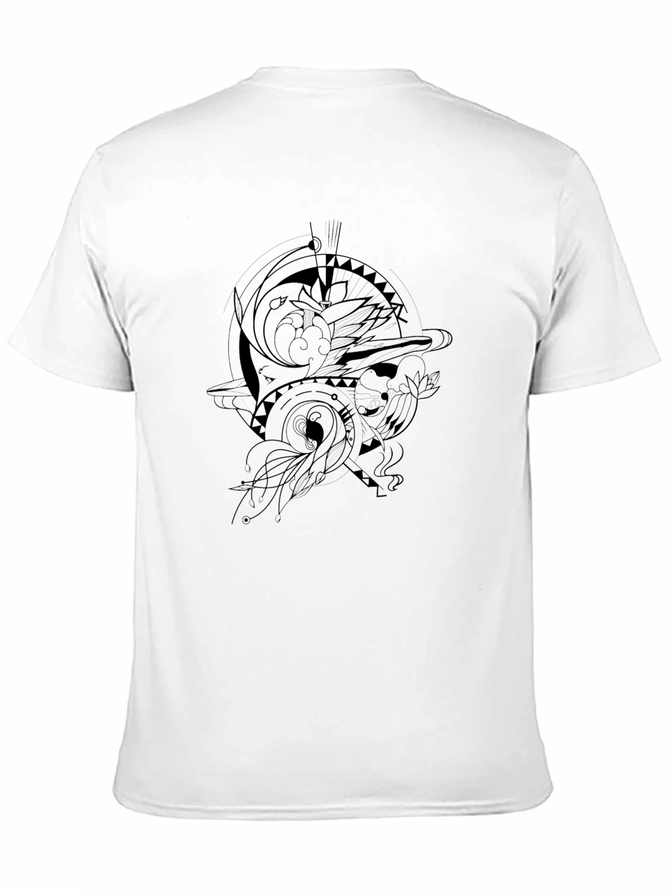 Black Men's Black Graphic Tee - Abstract Design view 11