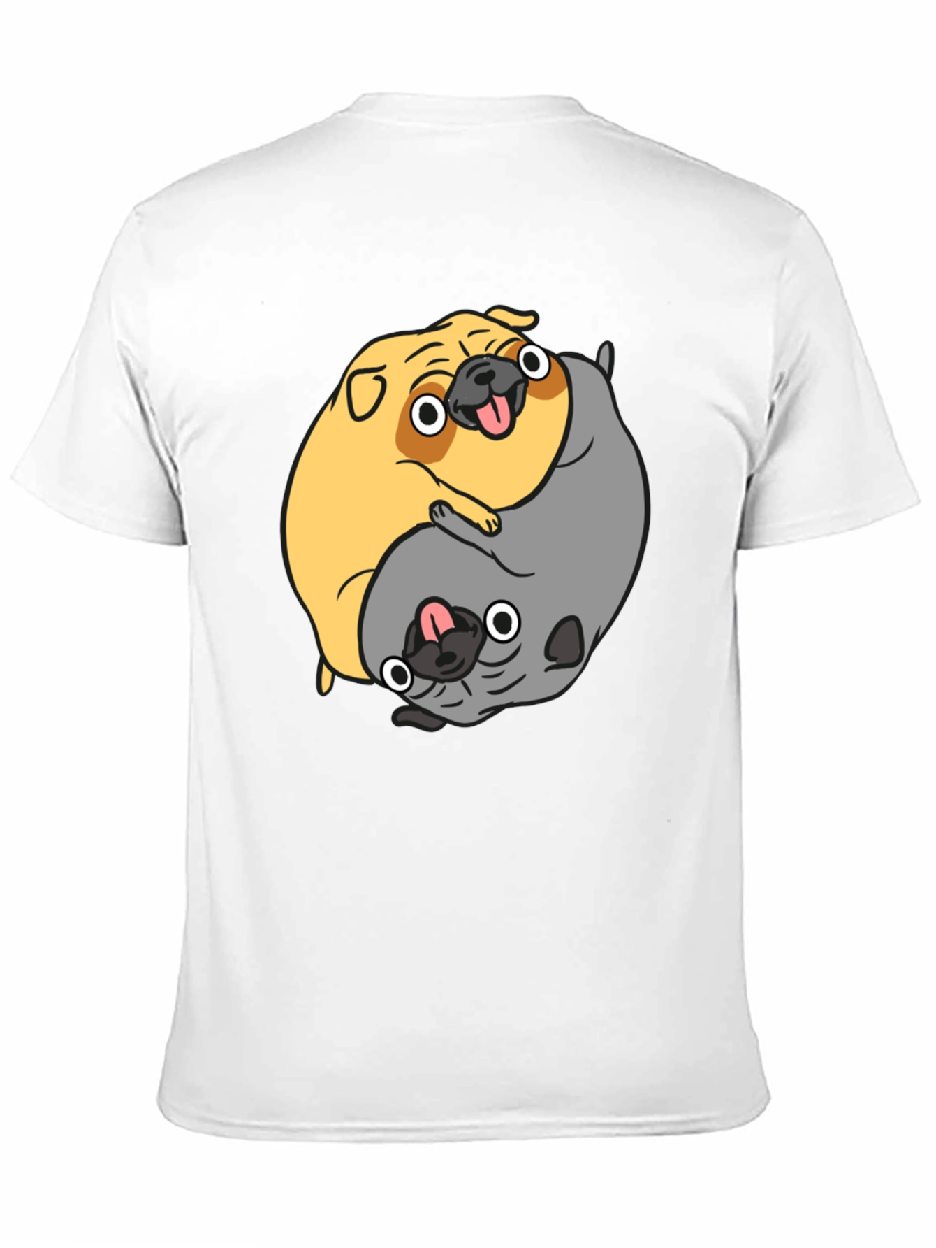 Black Yin Yang Pugs Graphic T-Shirt view 11
