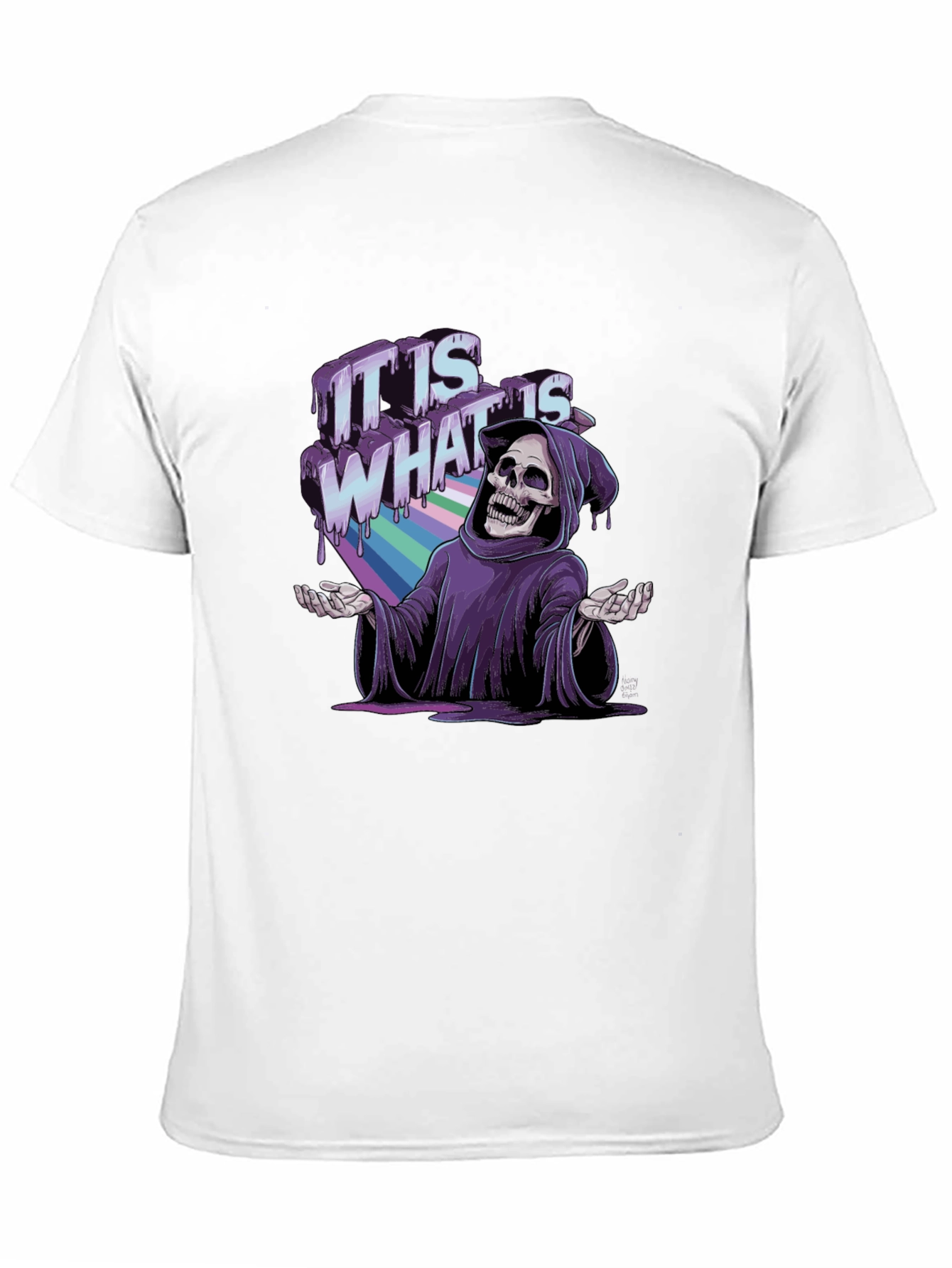 Black Grim Reaper Rainbow Drip T-Shirt - "It Is What It Is" view 11