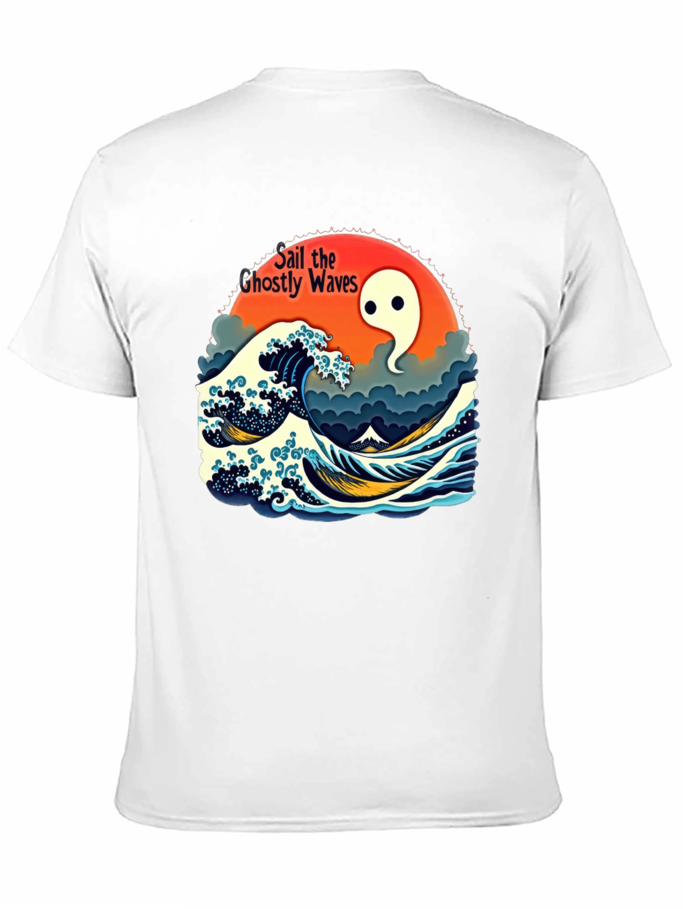 Black Ghostly Waves Graphic T-Shirt - Unisex view 11