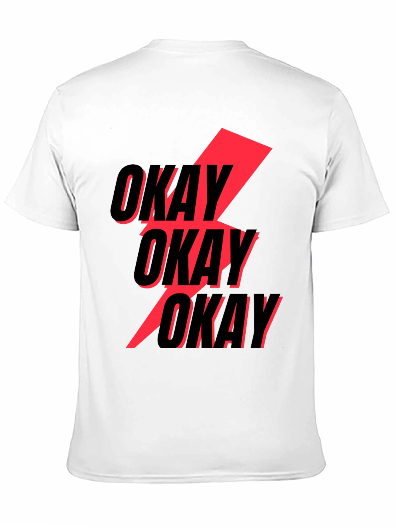 Black Okay Graphic T-Shirt - Bold Red Lightning Bolt Design view 11