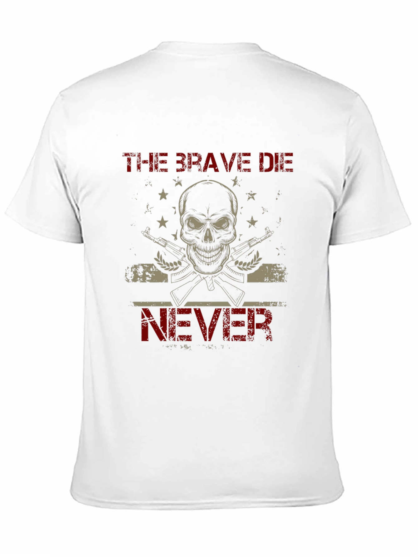 Black The Brave Die Never Skull Graphic T-Shirt view 11