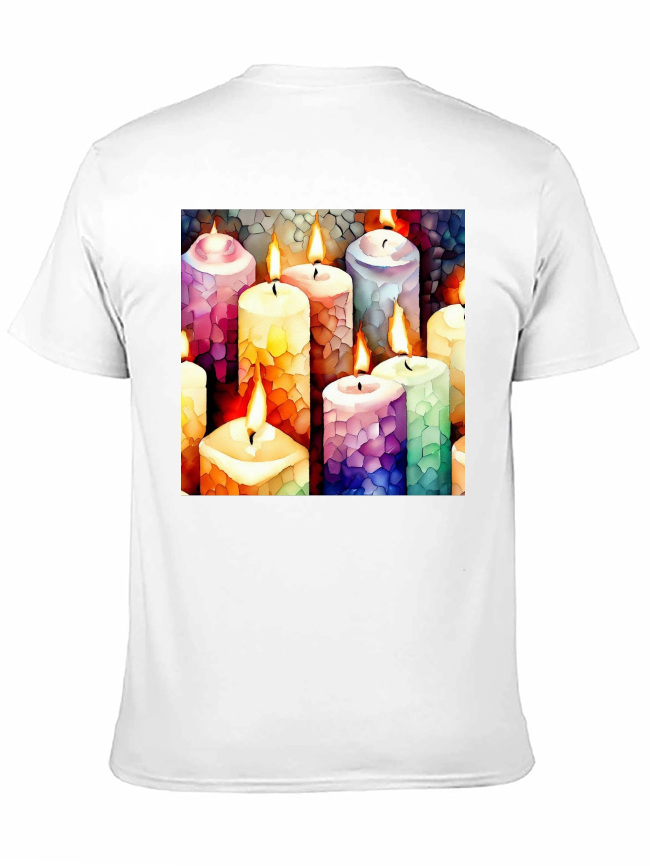 Black Artistic Candle Print Black T-Shirt view 11