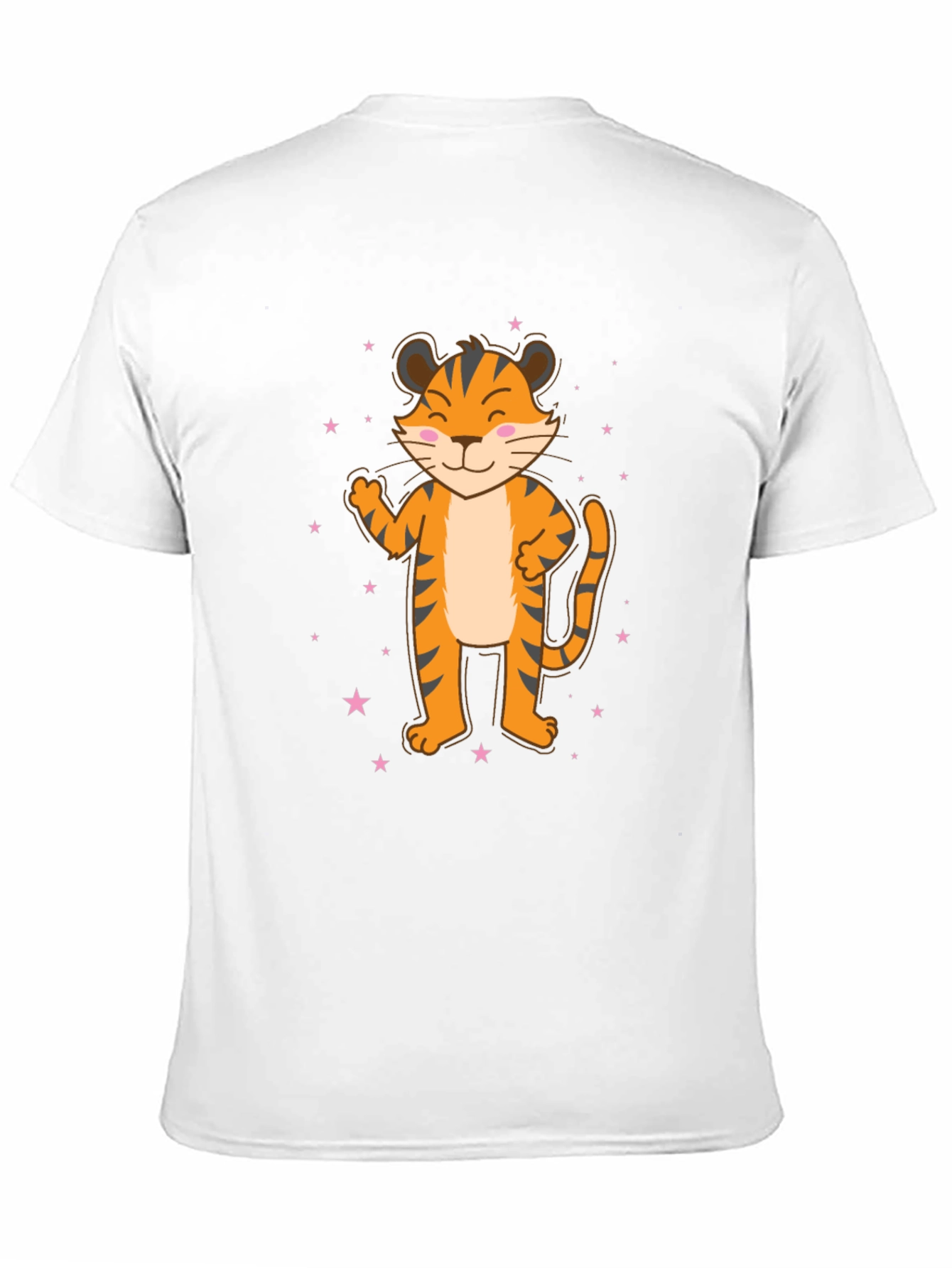 Black Cute Cartoon Tiger Black T-Shirt view 11