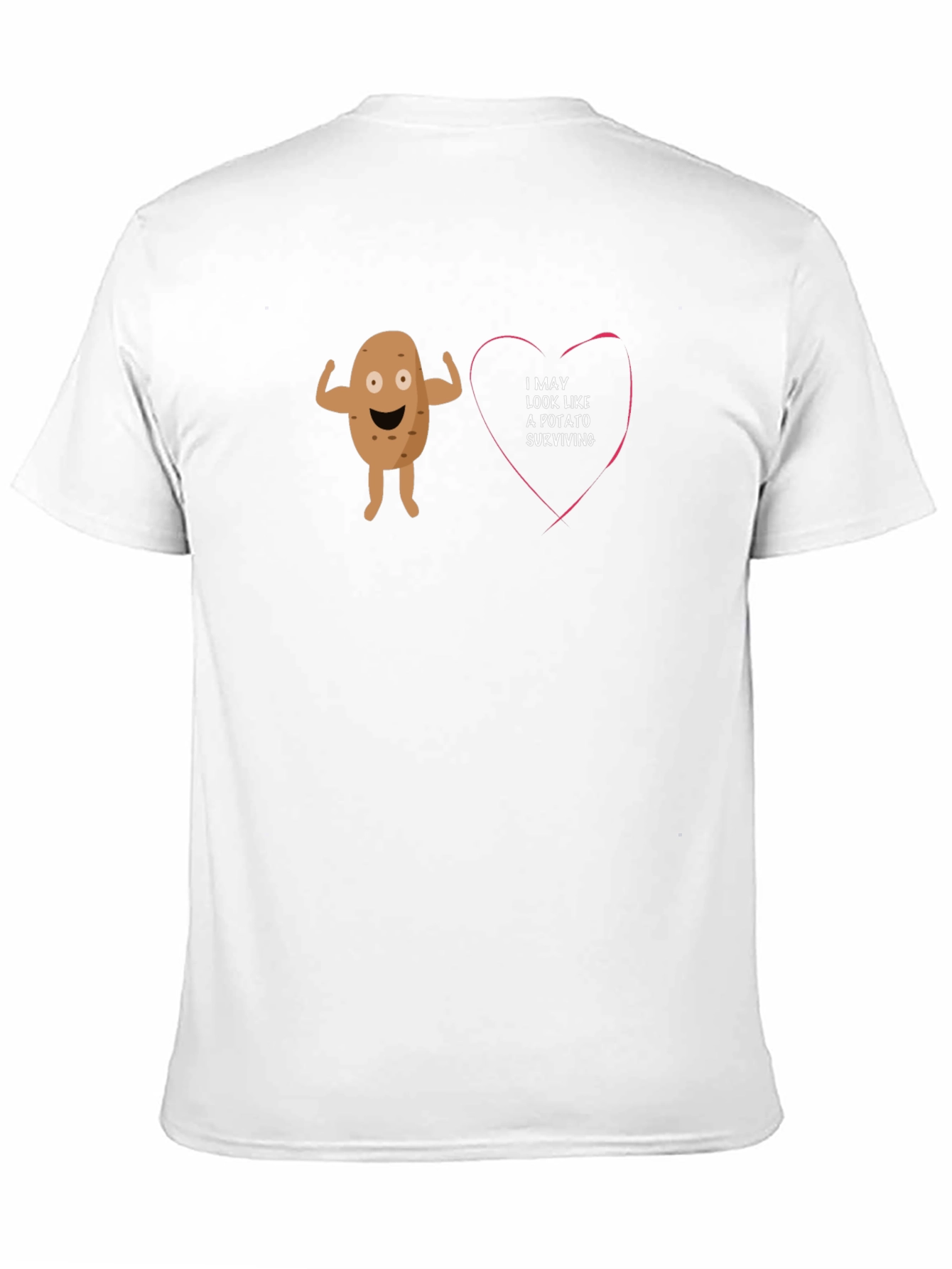 Black Funny Potato Surviving Heart T-Shirt - Novelty Graphic Tee view 11