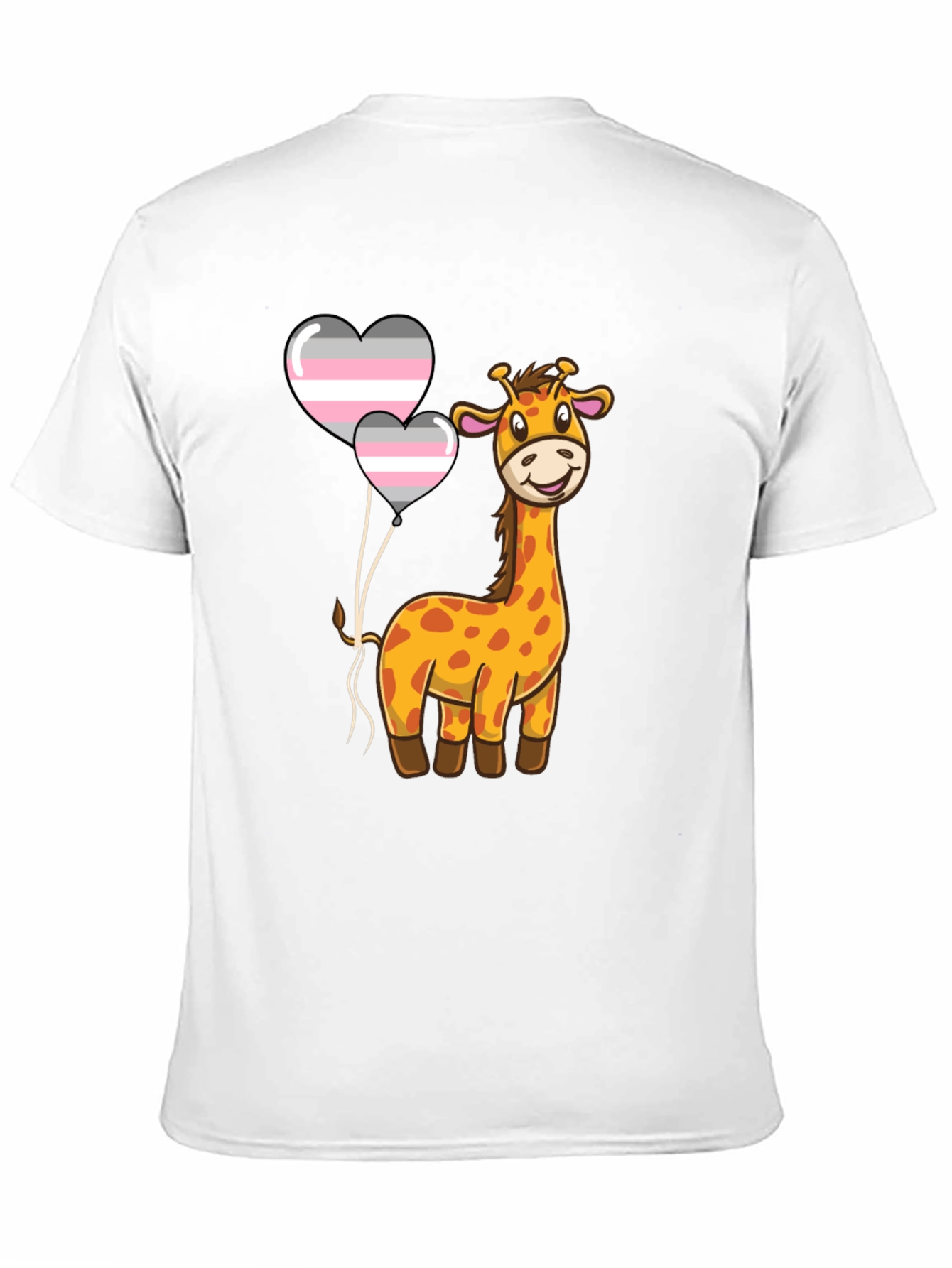 Black Giraffe with Demigender Pride Balloons T-Shirt view 11