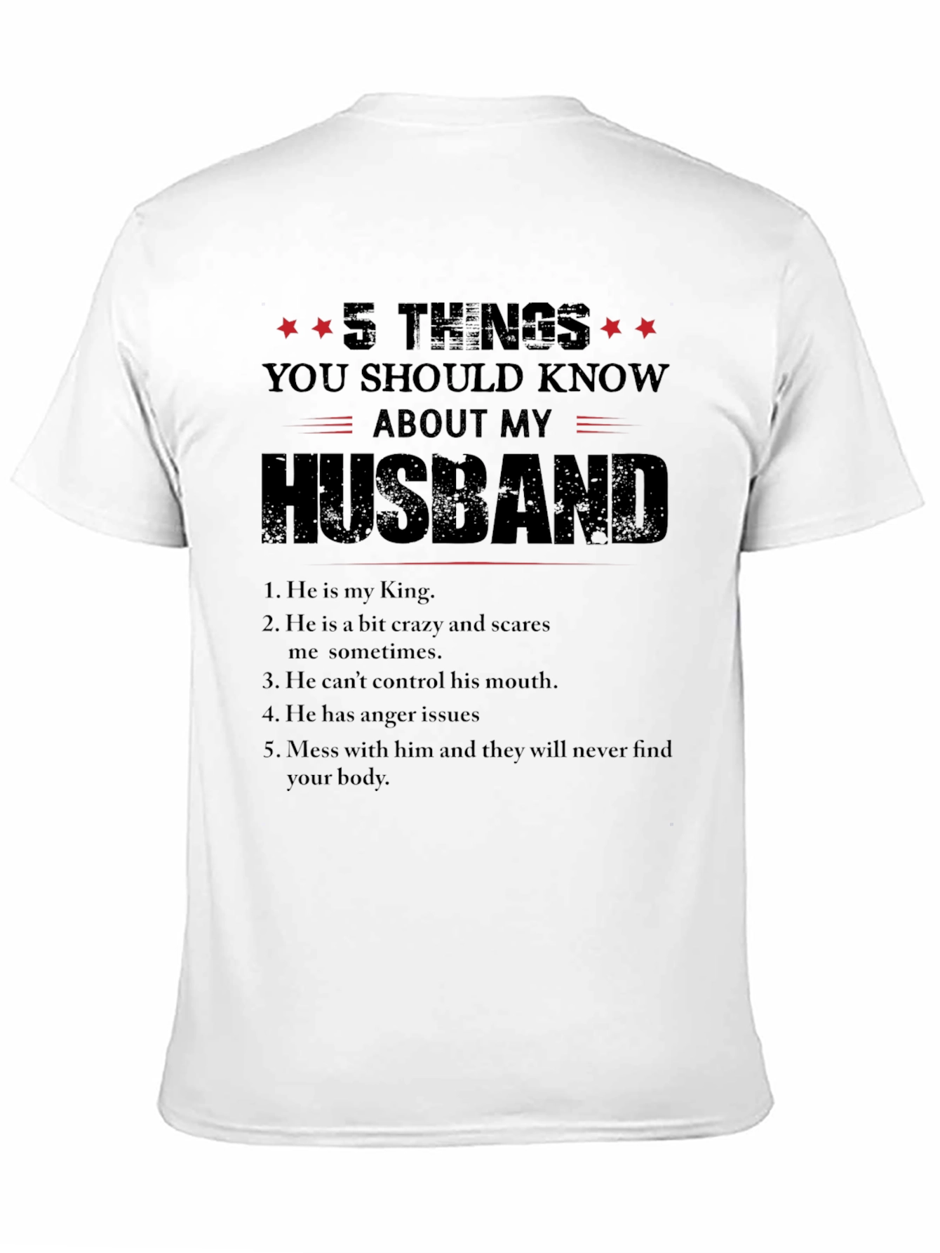 Black 5 Things You Should Know About My Husband T-Shirt view 11