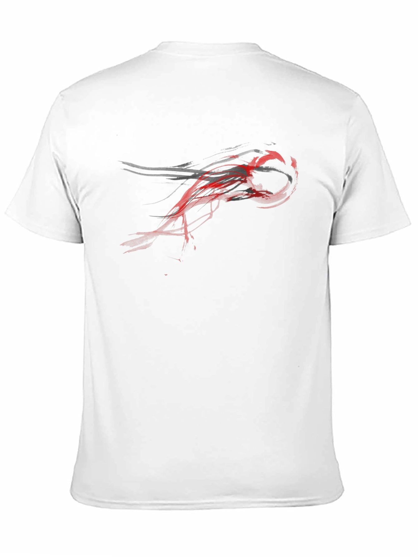 Black Men's Black T-Shirt with Abstract Red Graphic Design view 11
